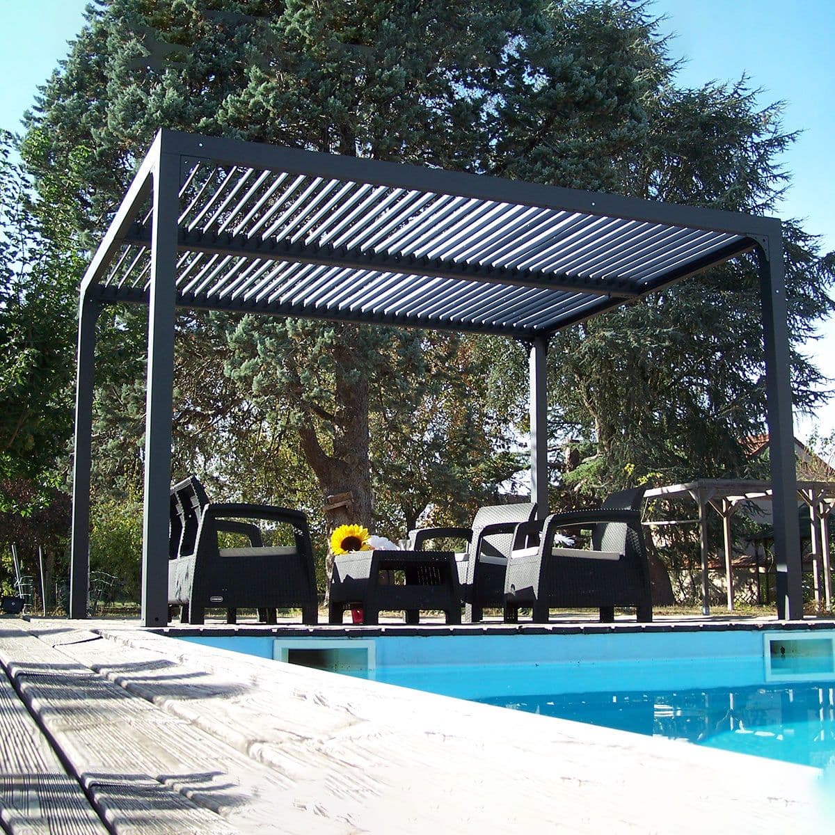 Pergola Bioclimatica In Alluminio Apertura Manuale Ripara Sole Pioggia 360x300cm - 7