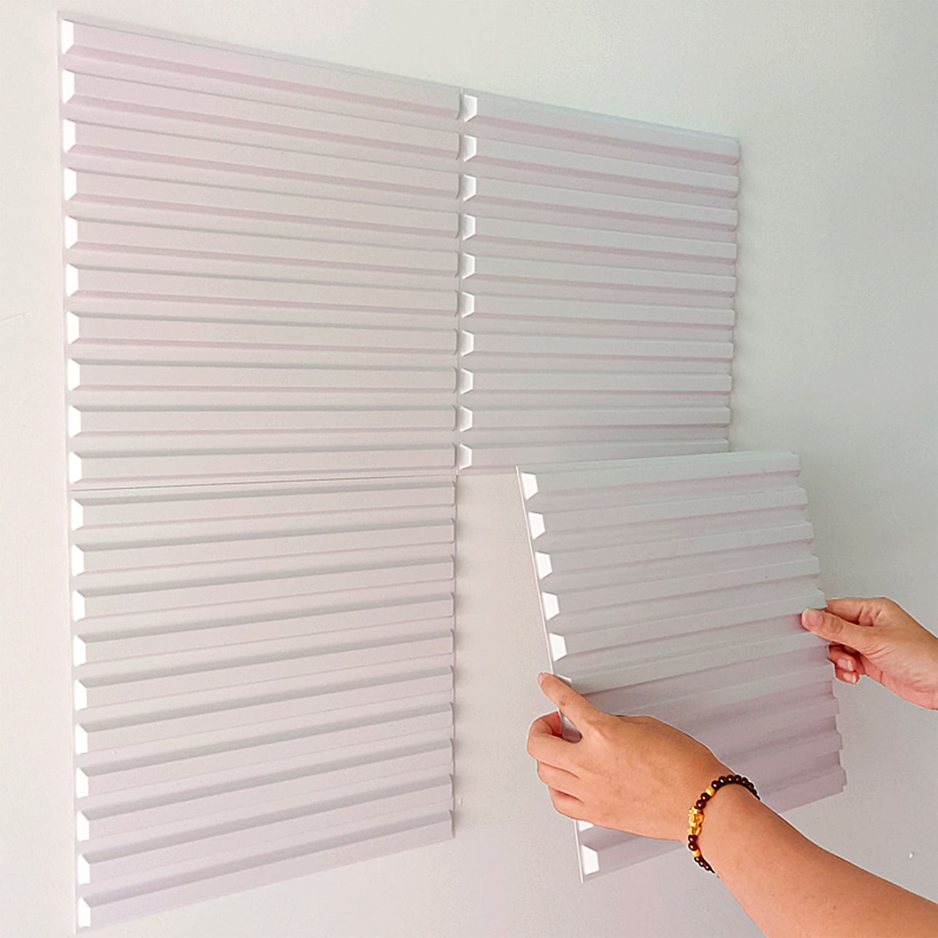 Pannello PVC 3D Rivestimento Boiserie a parete MILLERIGHE LISTELLI 50x50cm Bianco - 3