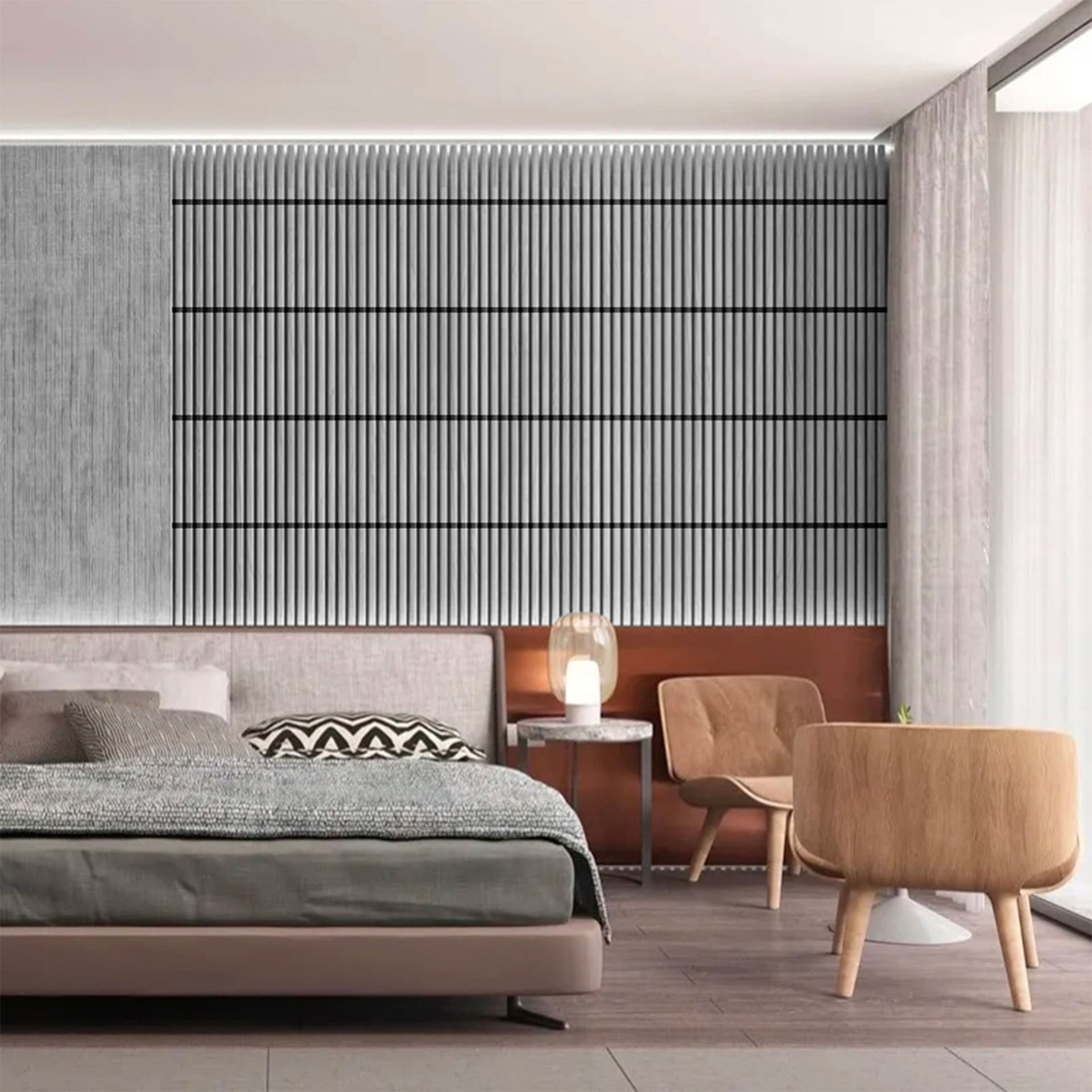 Pannello PVC 3D Rivestimento Boiserie a parete MILLERIGHE LISTELLI 50x50cm Bianco - 7