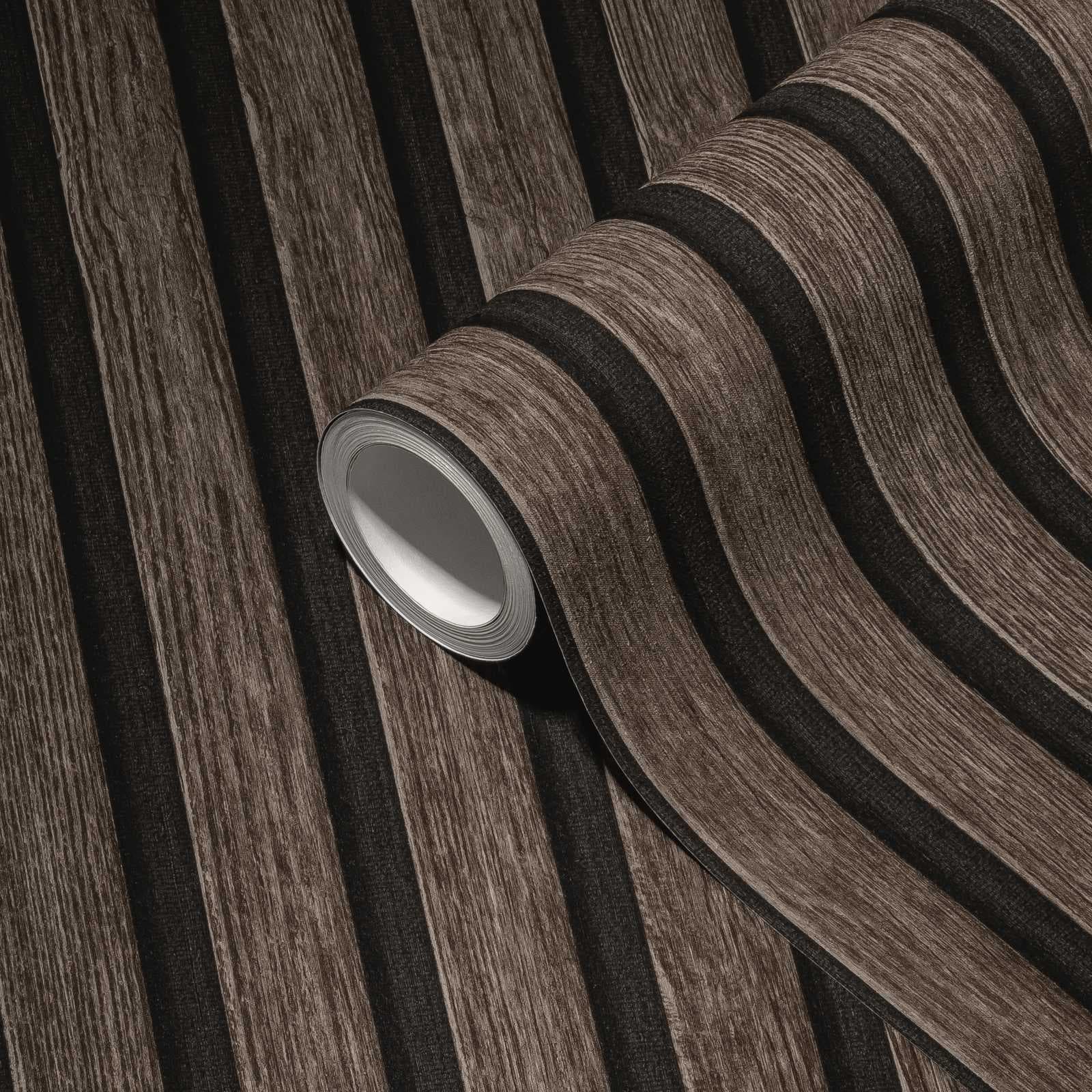 Rotolo da 5 mq di Carta da Parati LAMELLI LEGNO MILLERIGHE 3D effetto Boiserie ROVERE THERMO - 10