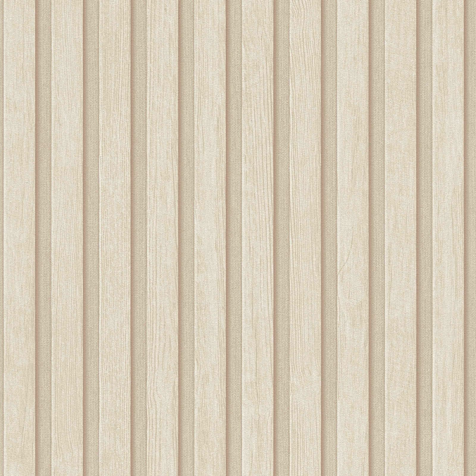 Rotolo da 5 mq di Carta da Parati LAMELLI LEGNO MILLERIGHE 3D effetto Boiserie CREAM - 11