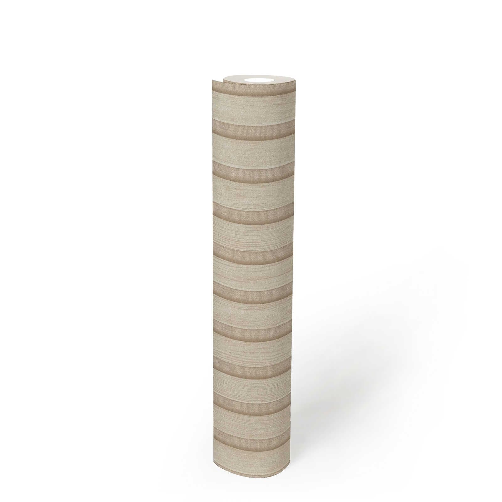 Rotolo da 5 mq di Carta da Parati LAMELLI LEGNO MILLERIGHE 3D effetto Boiserie CREAM - 8