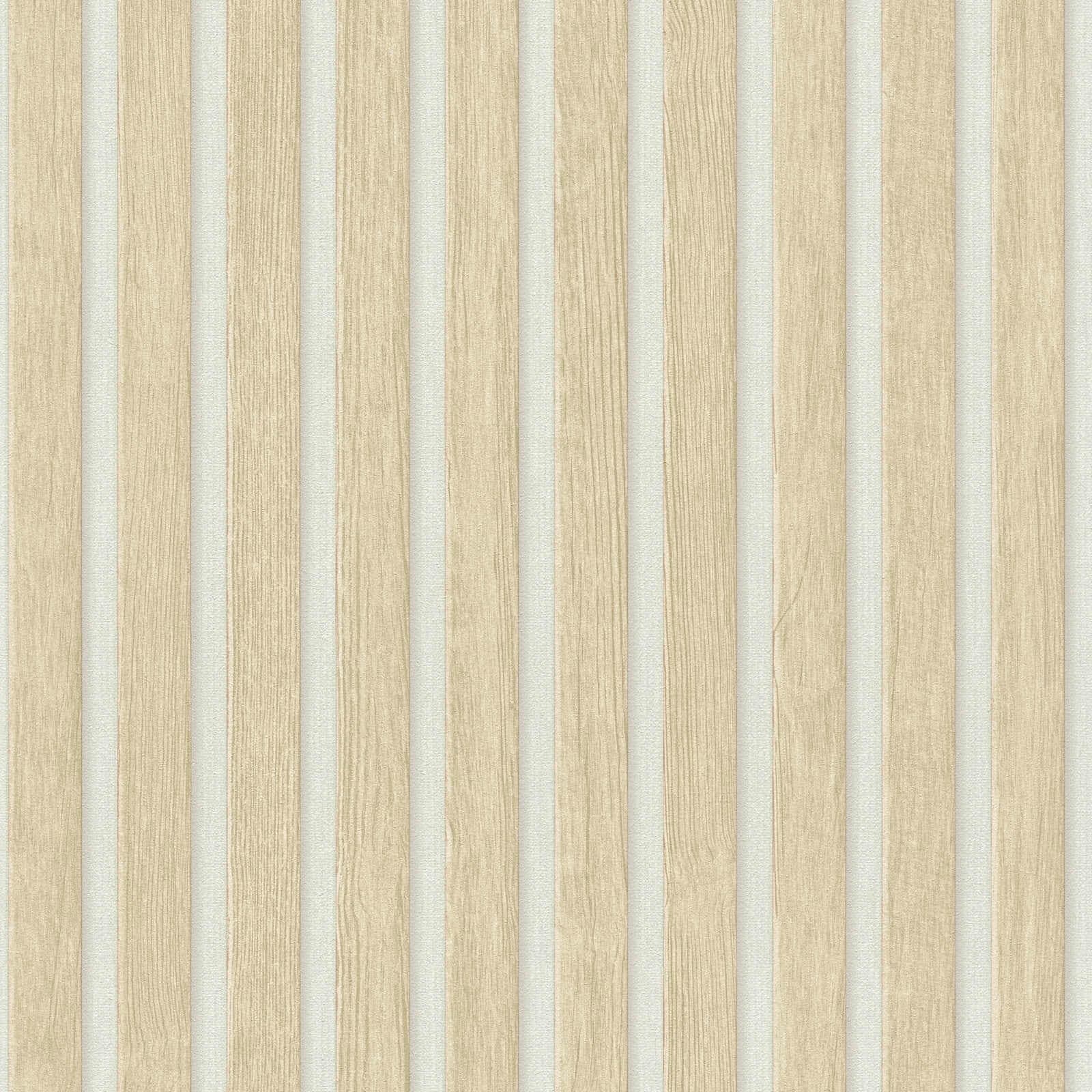 Rotolo da 5 mq di Carta da Parati LAMELLI LEGNO MILLERIGHE 3D effetto Boiserie SBIANCATO - 11