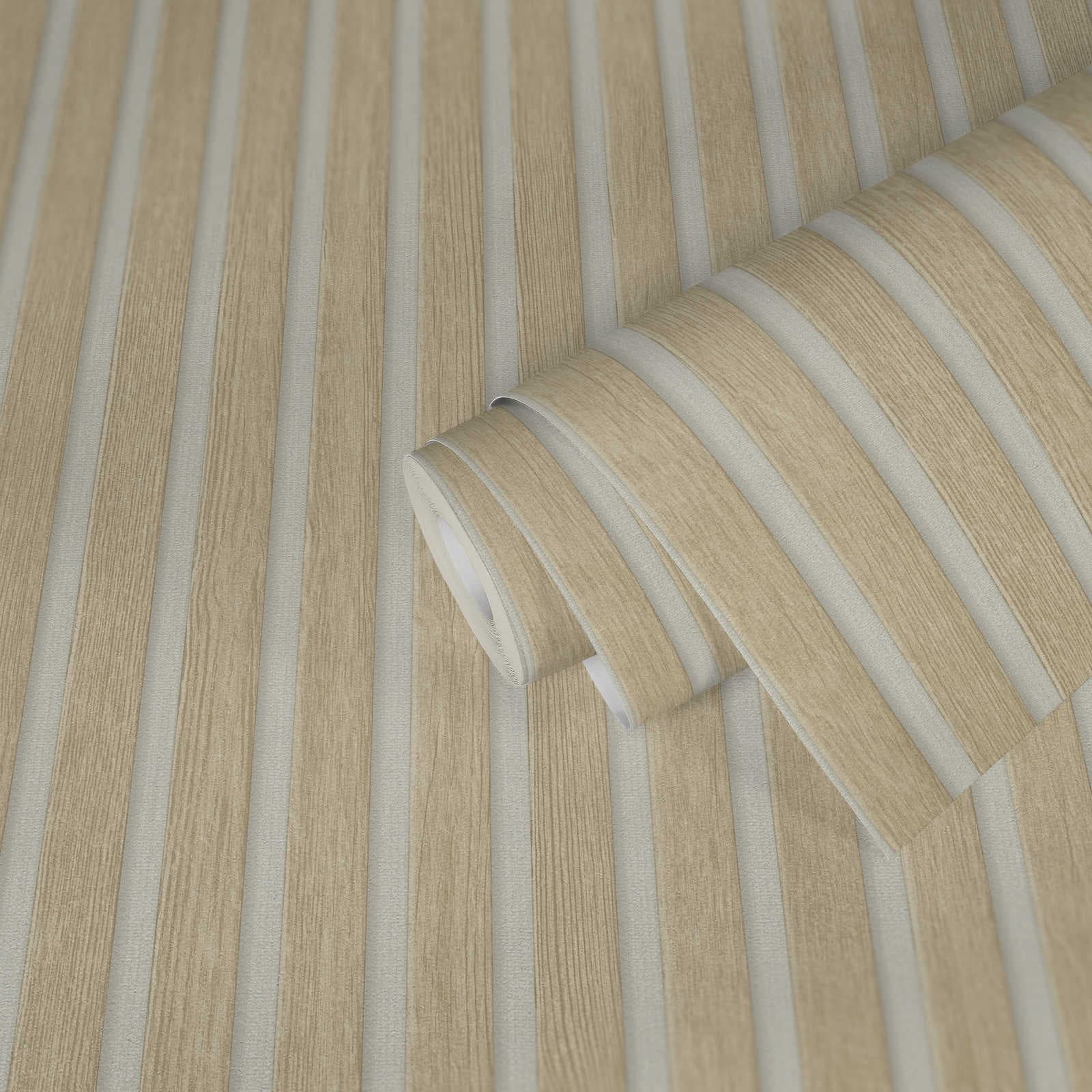 Rotolo da 5 mq di Carta da Parati LAMELLI LEGNO MILLERIGHE 3D effetto Boiserie SBIANCATO - 10