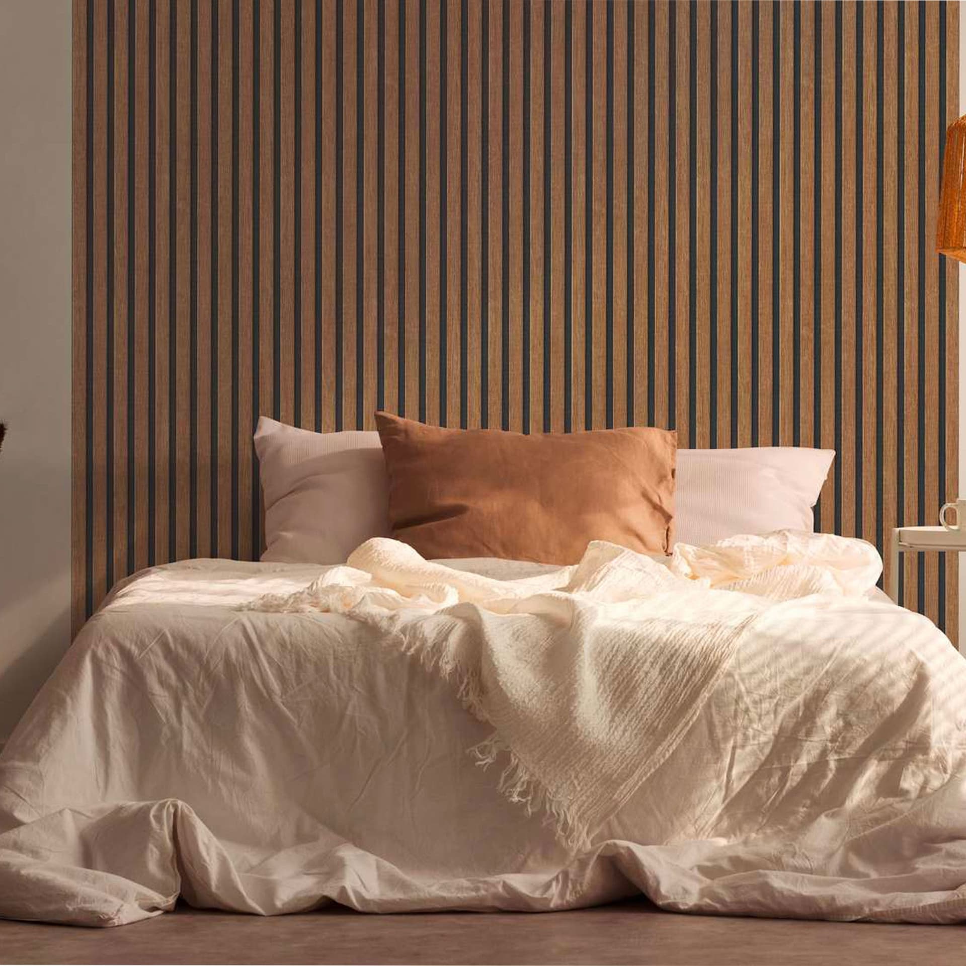Rotolo da 5 mq di Carta da Parati LAMELLI LEGNO MILLERIGHE 3D effetto Boiserie ROVERE BRUNO - 4