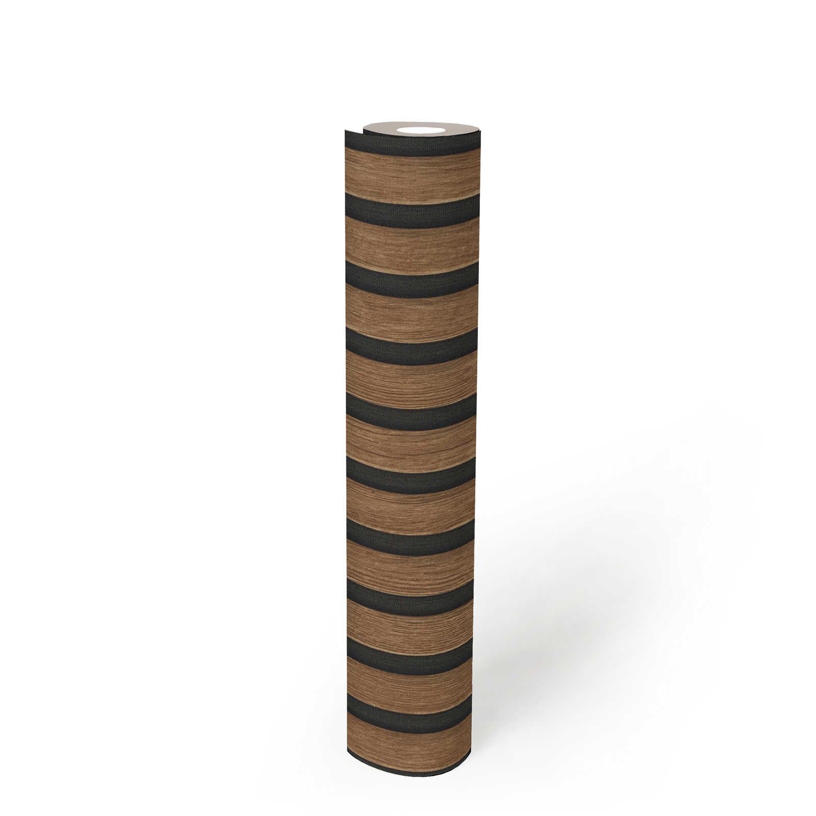 Rotolo da 5 mq di Carta da Parati LAMELLI LEGNO MILLERIGHE 3D effetto Boiserie ROVERE BRUNO - 7