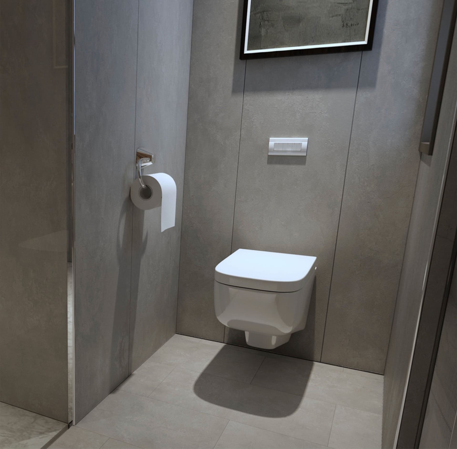Pavimento Piastroni SPC in Polvere di Pietra click 5mm 610x305mm effetto Cemento/resine CONCRETE GREY - 2