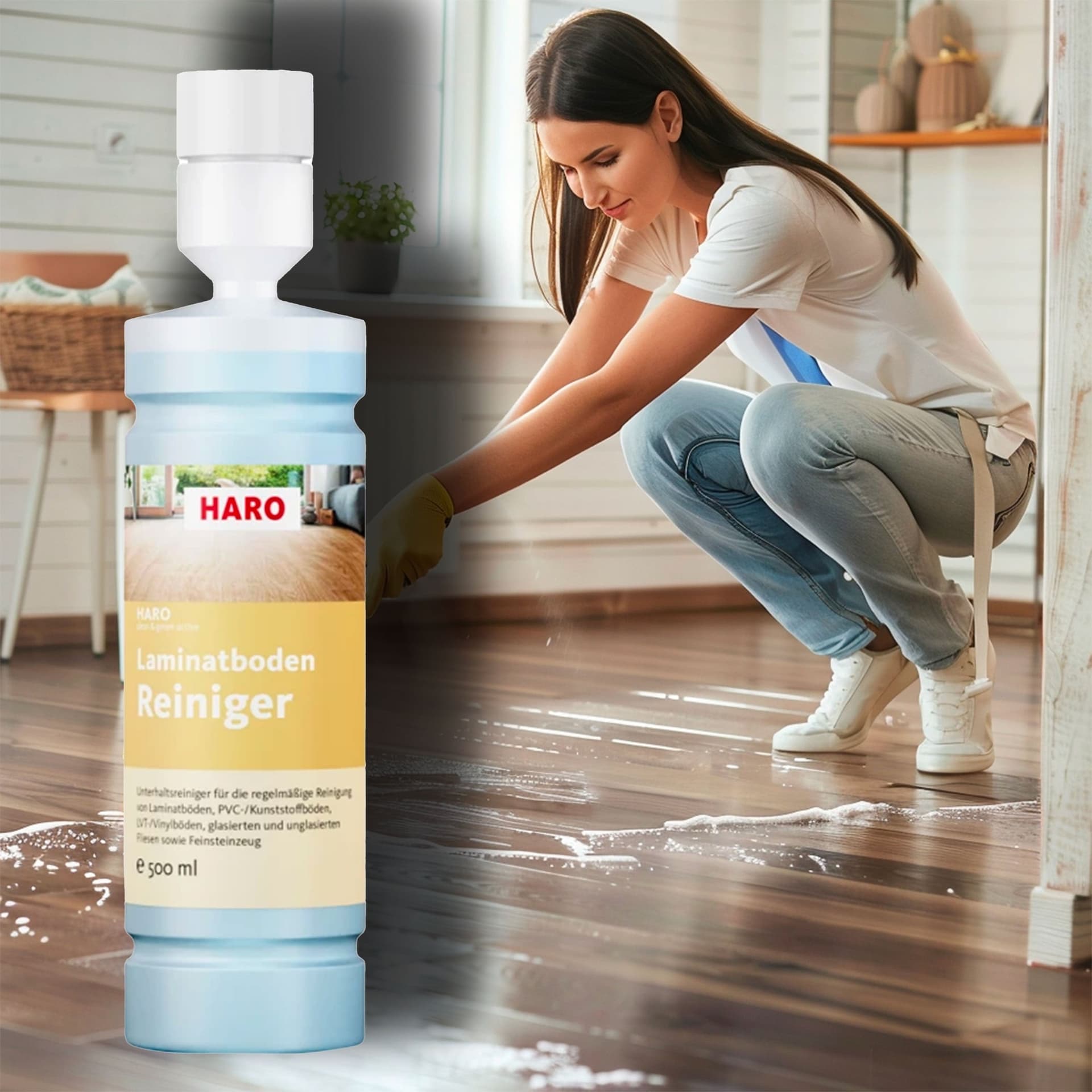 HARO Clean & Green - LAMINATE CLEANER Detergente intensivo per pavimenti laminati, gress, ceramica, pvc, graniglia - 2