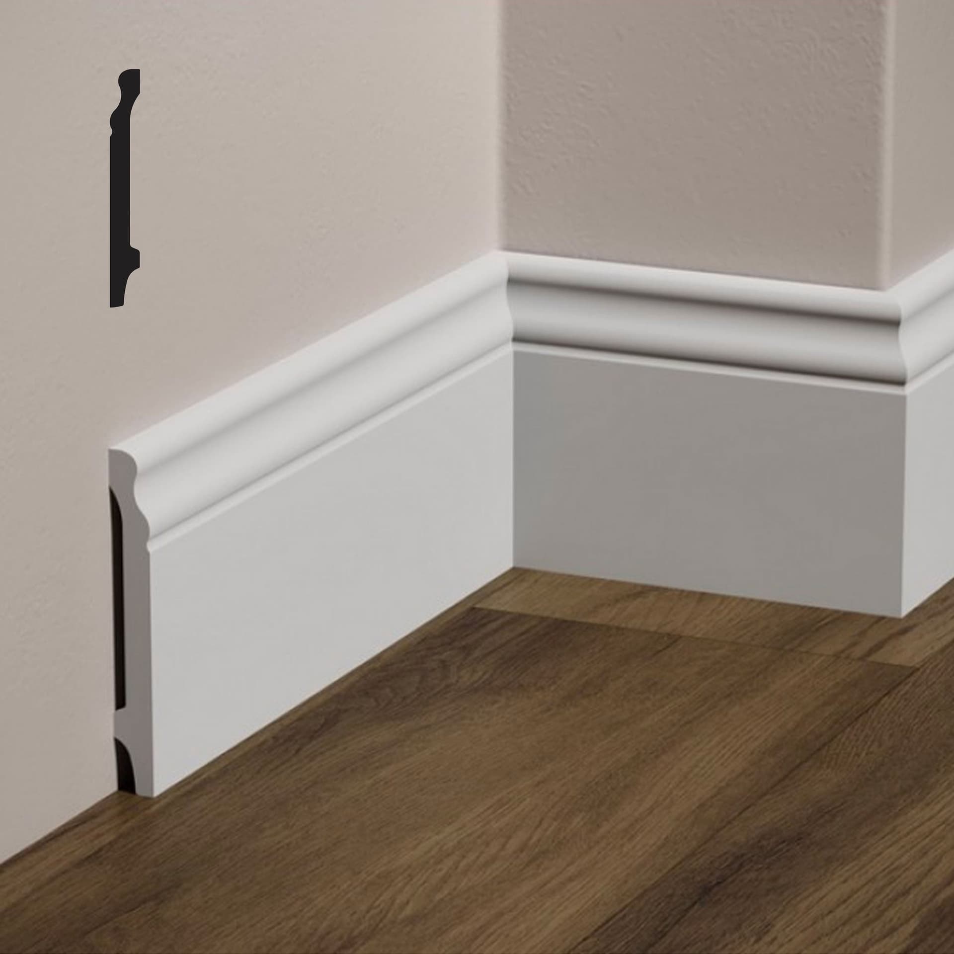 Bancali da 72ml di Battiscopa DUCALE in POLIMERI FeelingWood-HD 120x15mm - BIANCO - 3