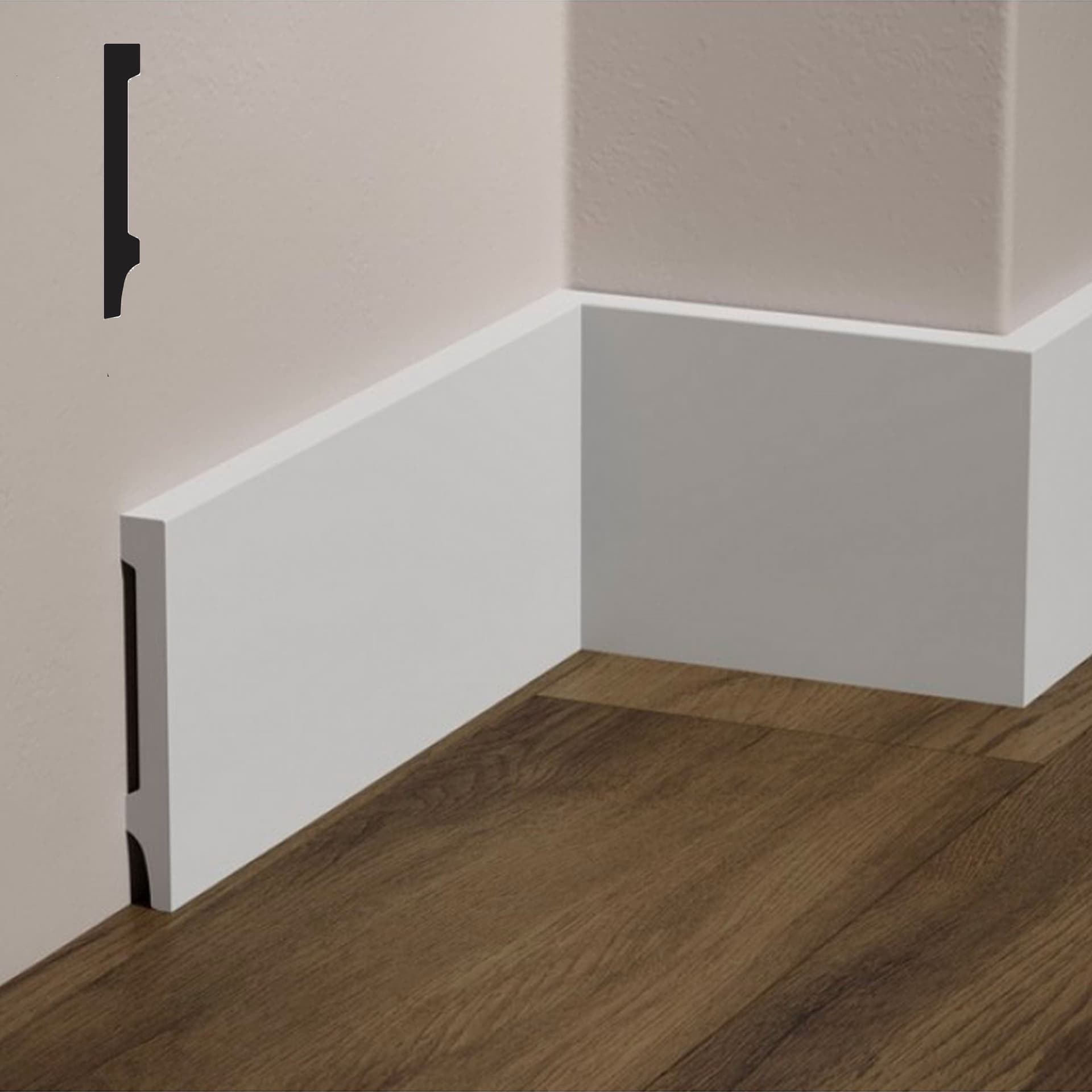 bancale da 72ml di Battiscopa DIRITTO SQUADRATO in POLIMERI FeelingWood-HD 120x15mm - BIANCO - 3