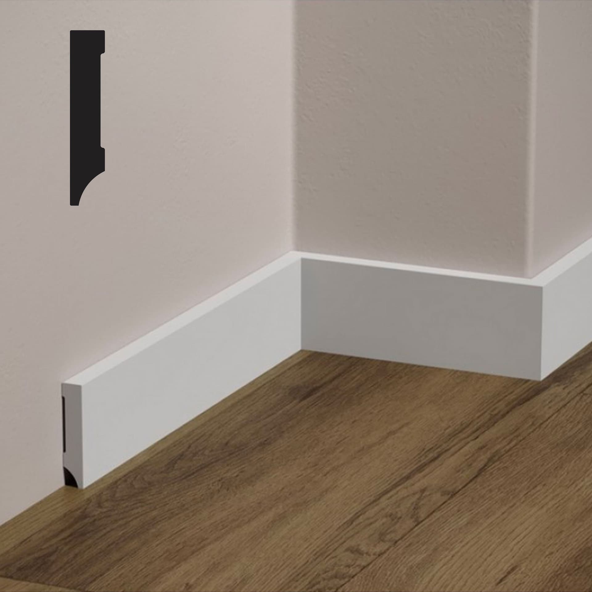 bancale da 172,80ml di Battiscopa DIRITTO SQUADRATO in POLIMERI FeelingWood-HD 60x11mm - BIANCO - 3