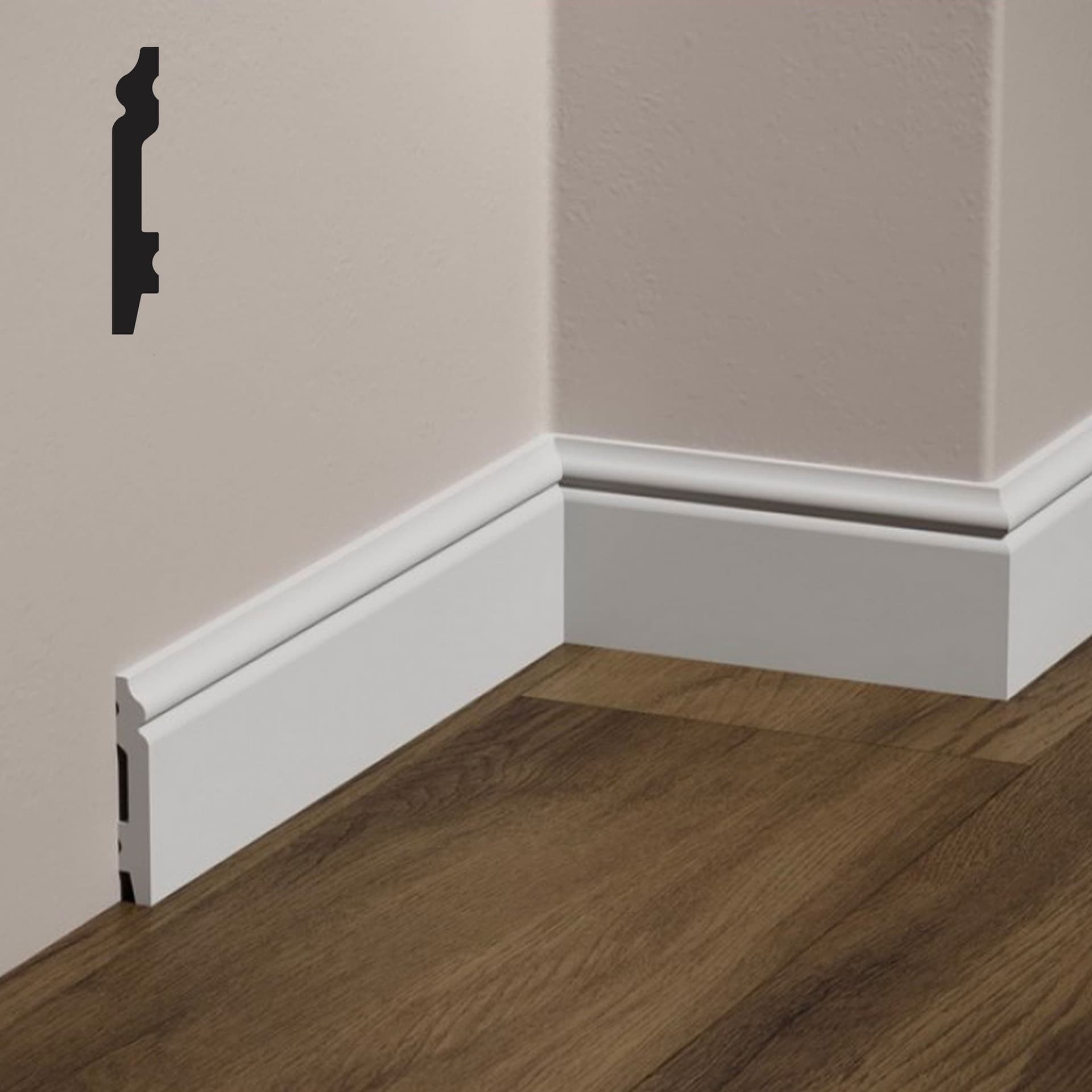 bancale da 84ml di Battiscopa BAROCCO in POLIMERI FeelingWood-HD 71x11mm - BIANCO - 3