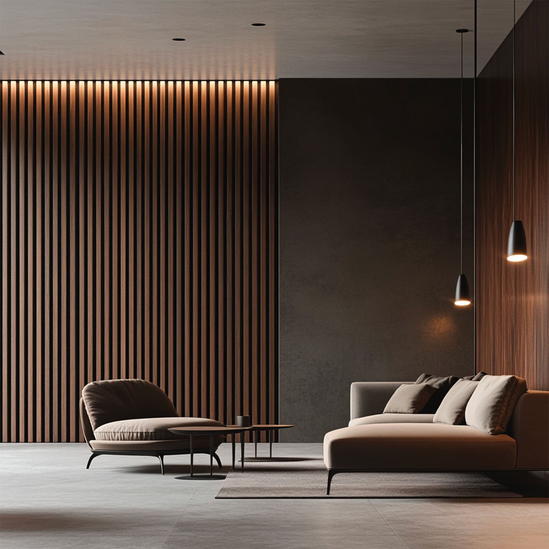 Pannello intero 21x600x2800mm (1,74mq) di Rivestimento ACUSTICO a Lamelli in Polimeri e Pet TOP-QUALITY -  ROVERE DARK - 4