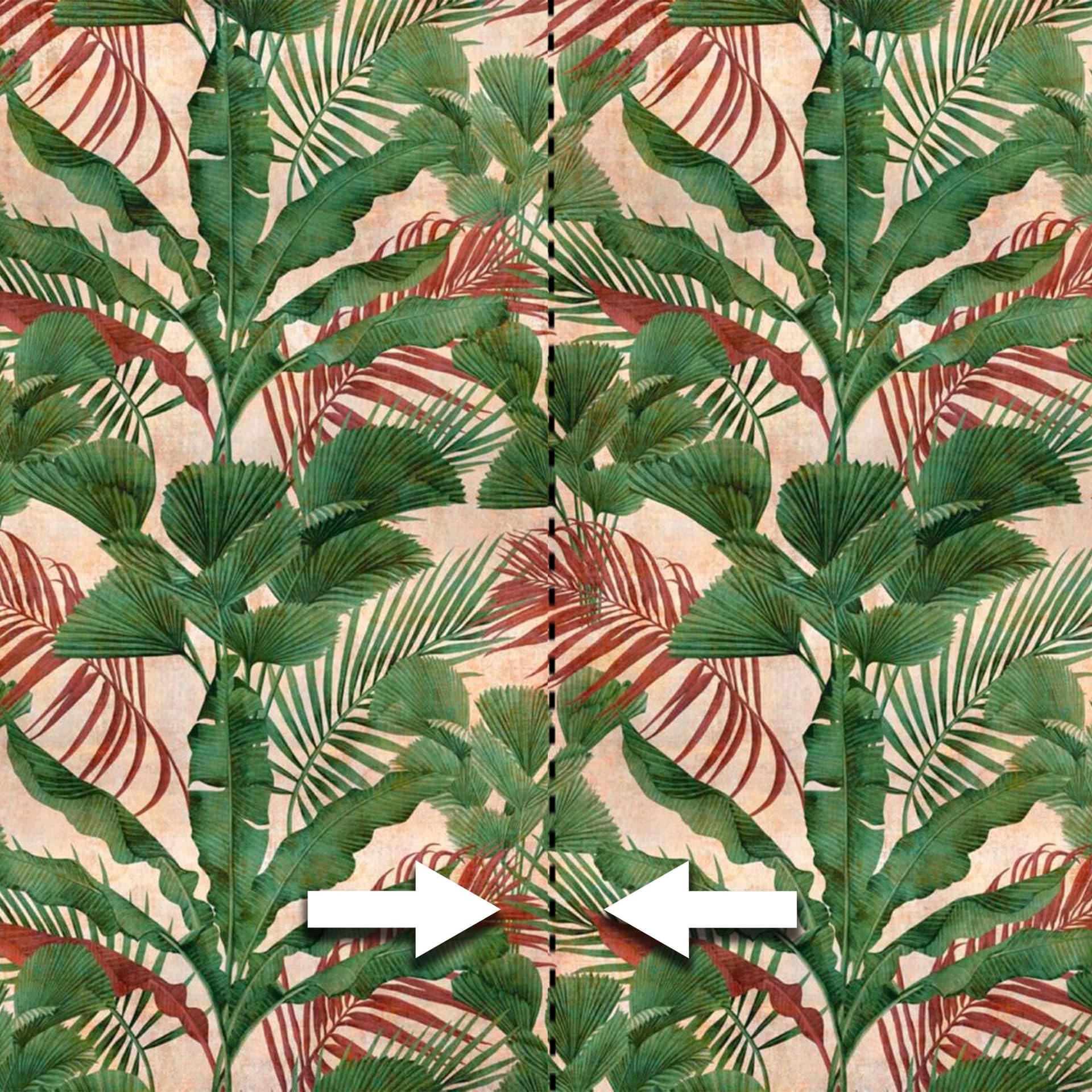 Pannello JUNGLE RED 159x280cm di Carta da Parati TNT VINILICO a modulo raccordabile continuativo (3 teli/rotoli) - 3