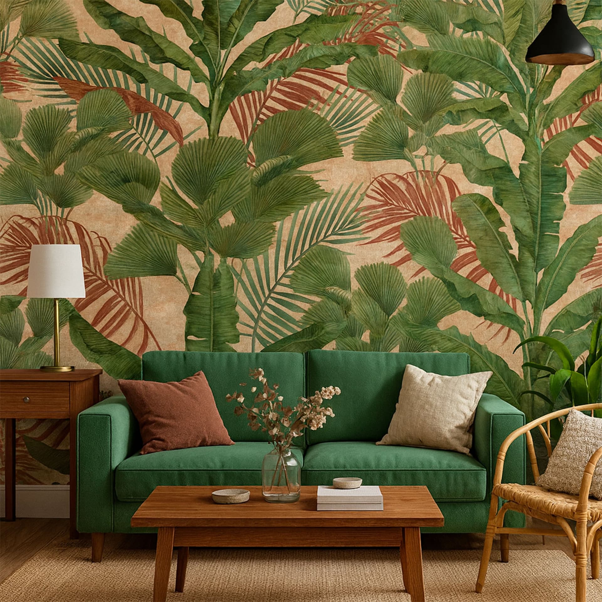 Pannello JUNGLE RED 159x280cm di Carta da Parati TNT VINILICO a modulo raccordabile continuativo (3 teli/rotoli) - 4