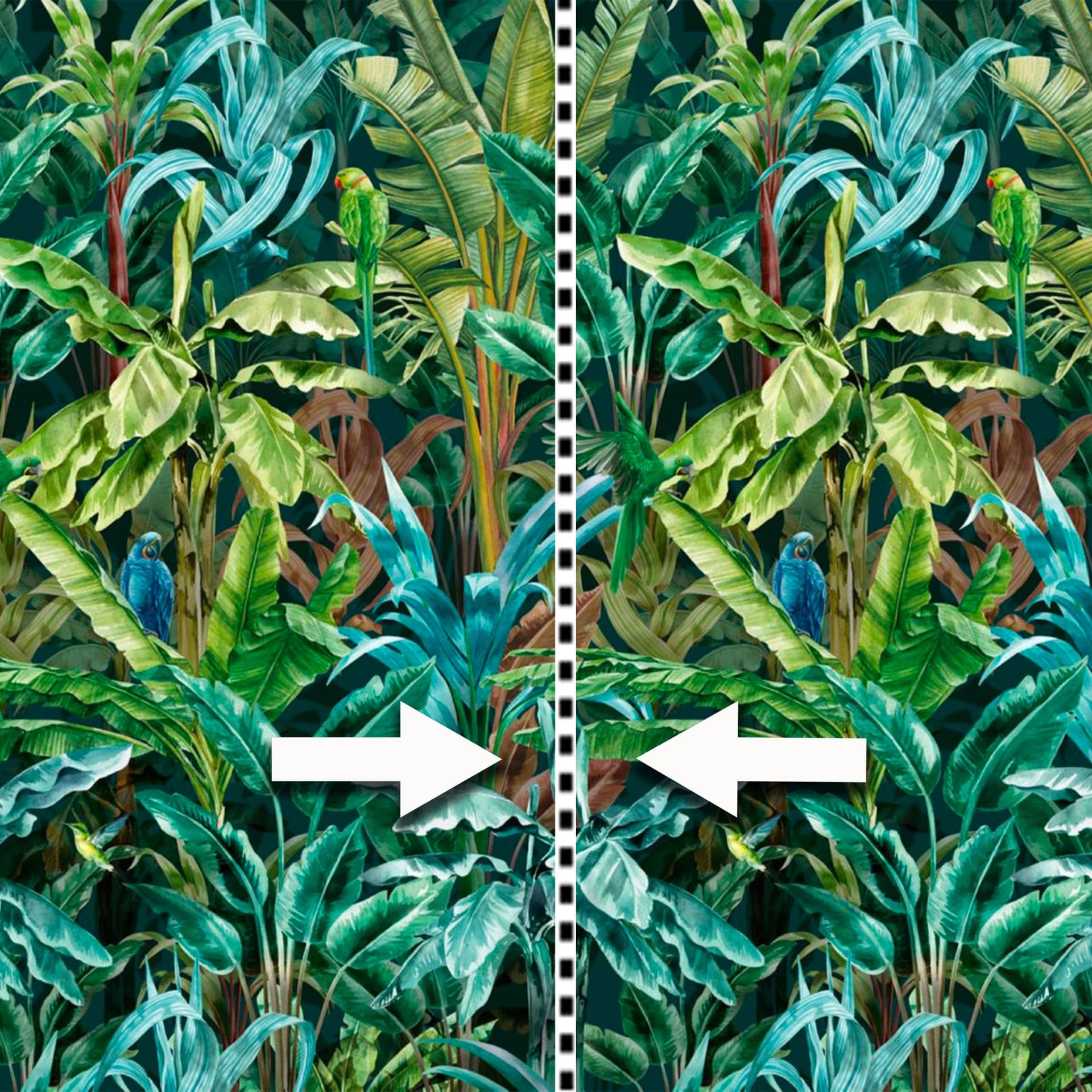 Pannello JUNGLE GREEN 159x280cm di Carta da Parati TNT VINILICO a modulo raccordabile continuativo (3 teli/rotoli) - 3