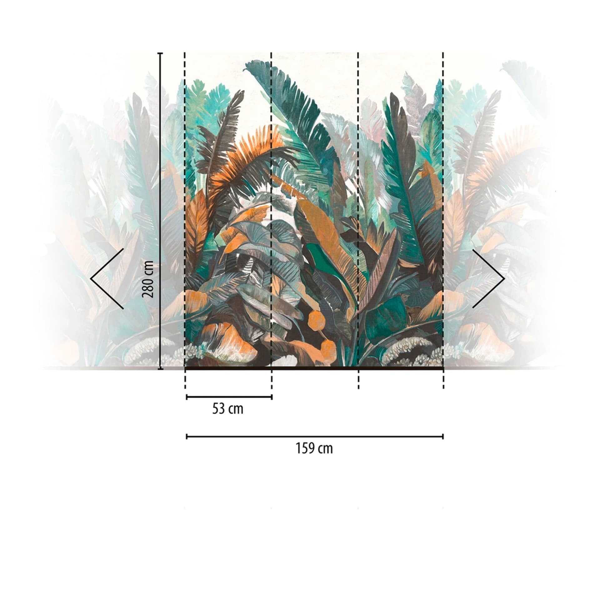 Pannello FOLIAGE GREEN 159x280cm di Carta da Parati TNT VINILICO a modulo raccordabile continuativo (3 teli/rotoli) - 5