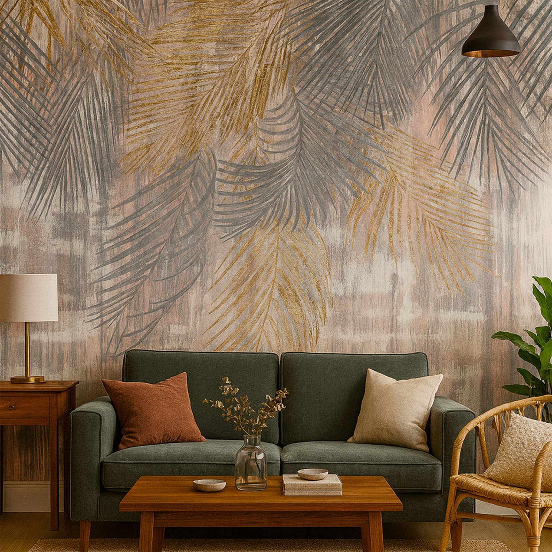 Pannello PALMAS 159x280cm di Carta da Parati TNT VINILICO a modulo raccordabile continuativo (3 teli/rotoli) - 3
