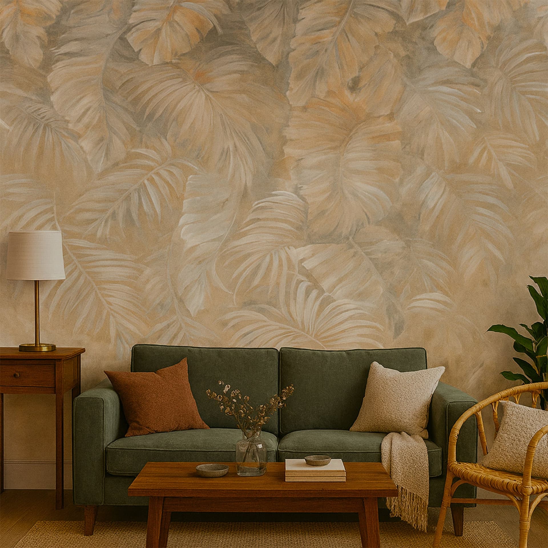 Pannello FOLIAGE FANGO 159x280cm di Carta da Parati TNT VINILICO a modulo raccordabile continuativo (3 teli/rotoli) - 2