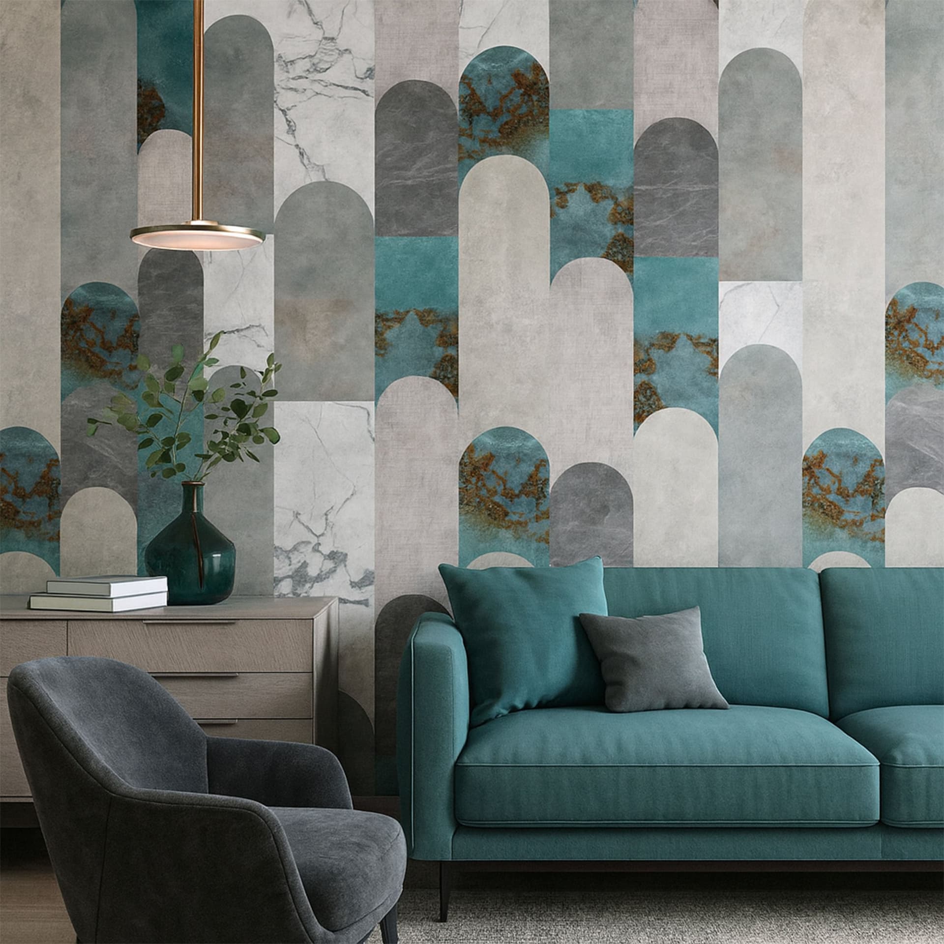 Pannello MARBLE 159x280cm di Carta da Parati TNT VINILICO a modulo raccordabile continuativo (3 teli/rotoli) - 4