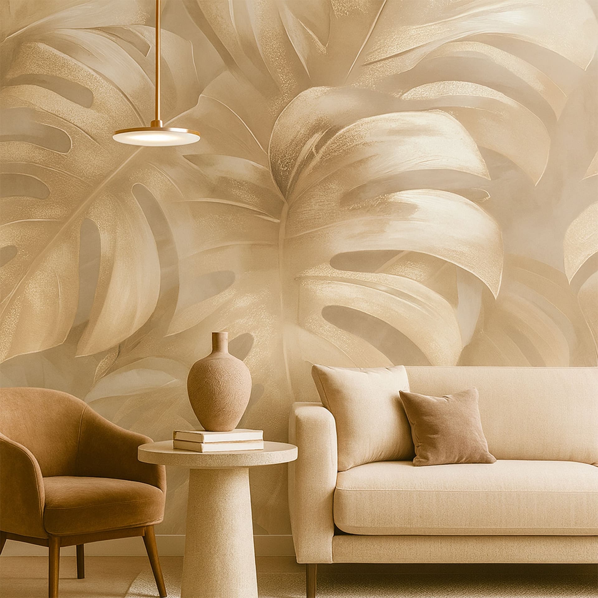 Pannello FOLIAGE TAUPE 159x280cm di Carta da Parati TNT VINILICO a modulo raccordabile continuativo (3 teli/rotoli) - 3