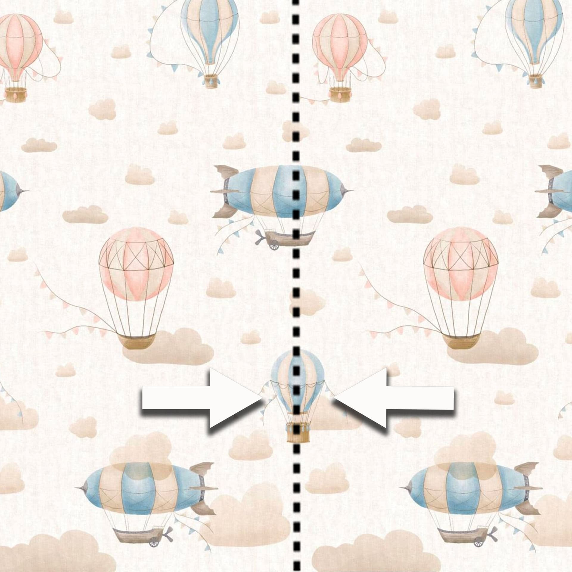 Pannello MONGOLFIERE 159x280cm di Carta da Parati TNT VINILICO a modulo raccordabile continuativo (3 teli/rotoli) (Copia) - 3