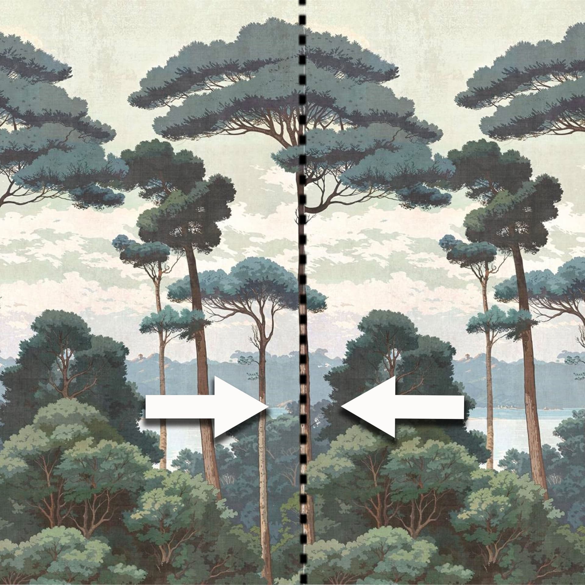 Pannello FORESTA 159x280cm di Carta da Parati TNT VINILICO a modulo raccordabile continuativo (3 teli/rotoli) - 2