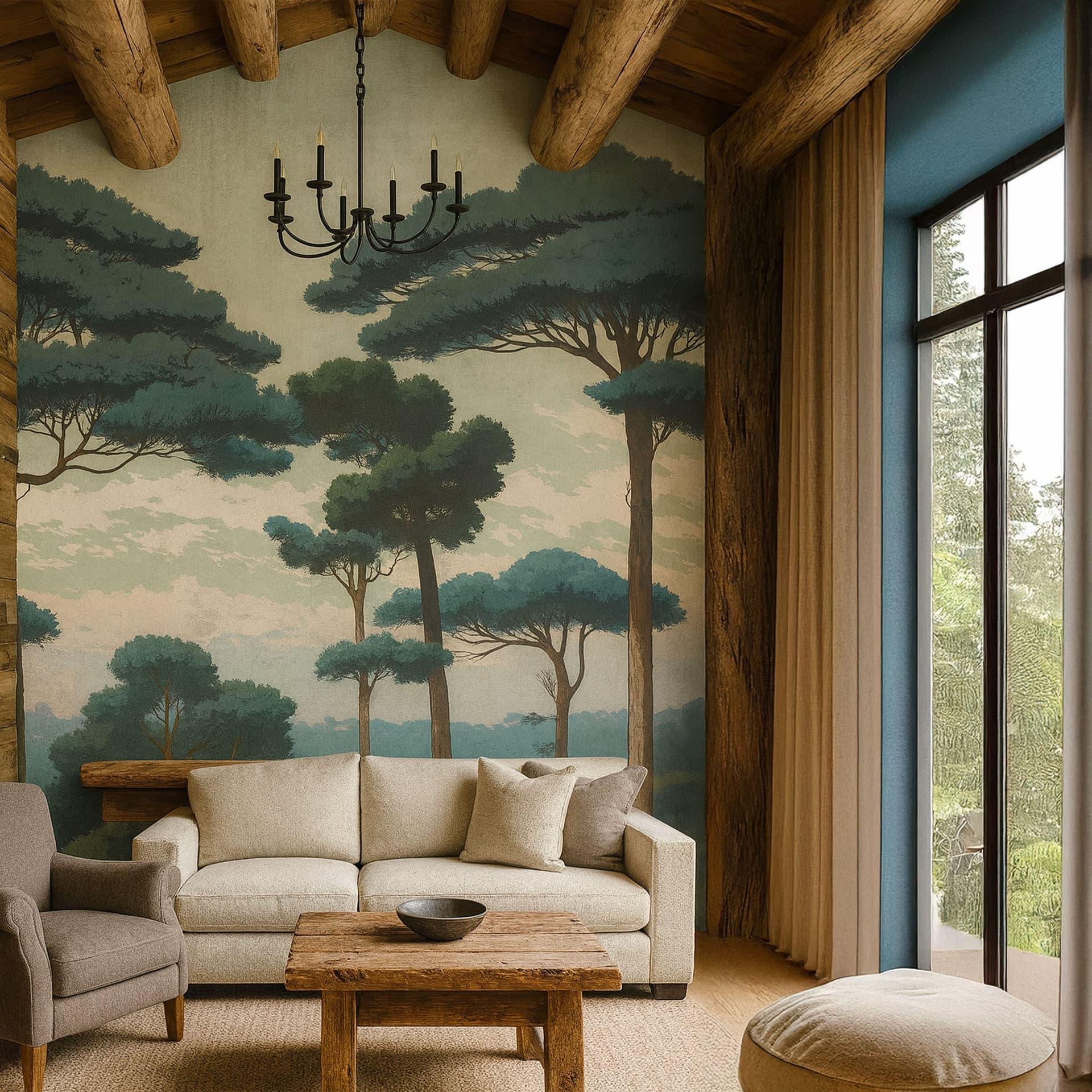 Pannello FORESTA 159x280cm di Carta da Parati TNT VINILICO a modulo raccordabile continuativo (3 teli/rotoli) - 3