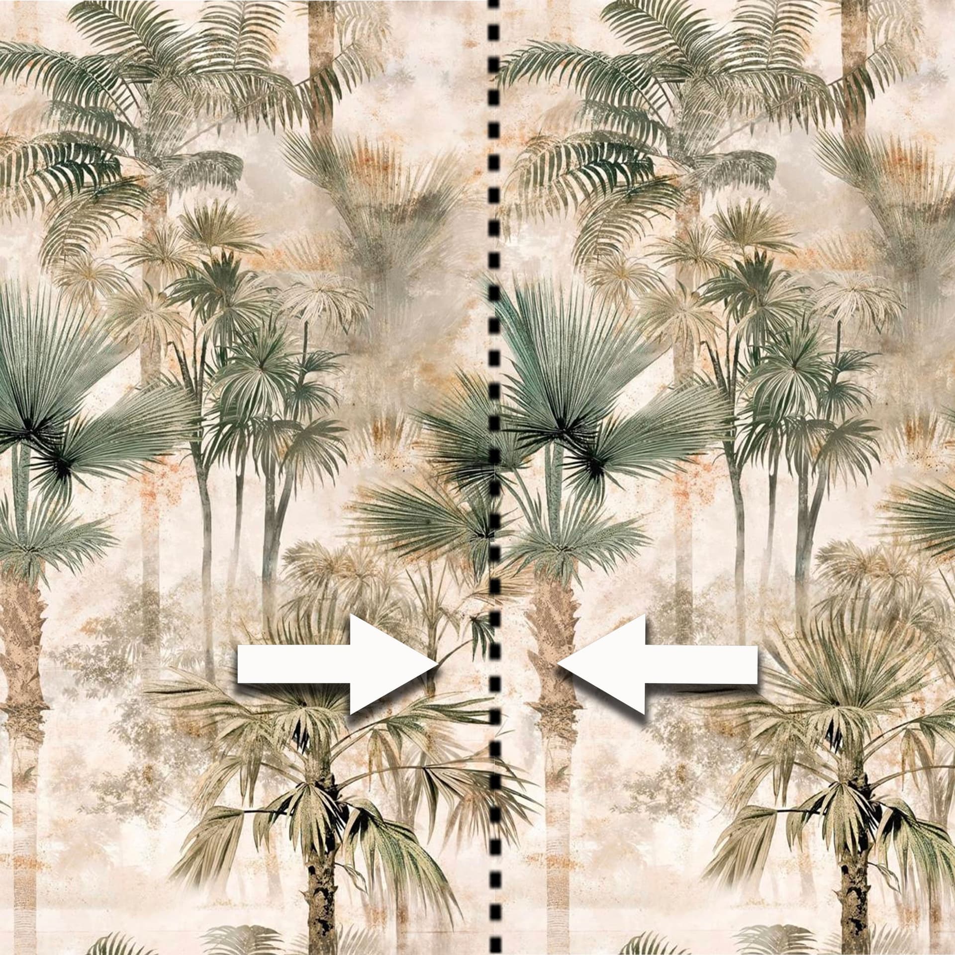 Pannello PALME GOLD 159x280cm di Carta da Parati TNT VINILICO a modulo raccordabile continuativo (3 teli/rotoli) - 2