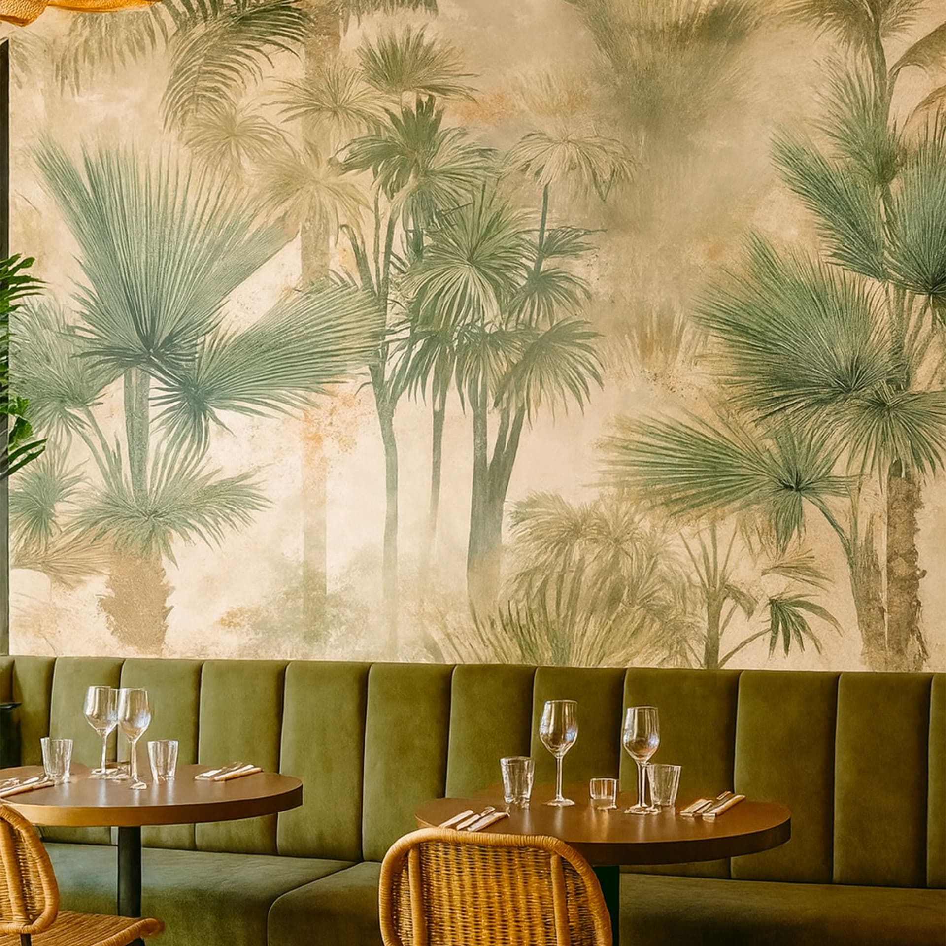 Pannello PALME GOLD 159x280cm di Carta da Parati TNT VINILICO a modulo raccordabile continuativo (3 teli/rotoli) - 3