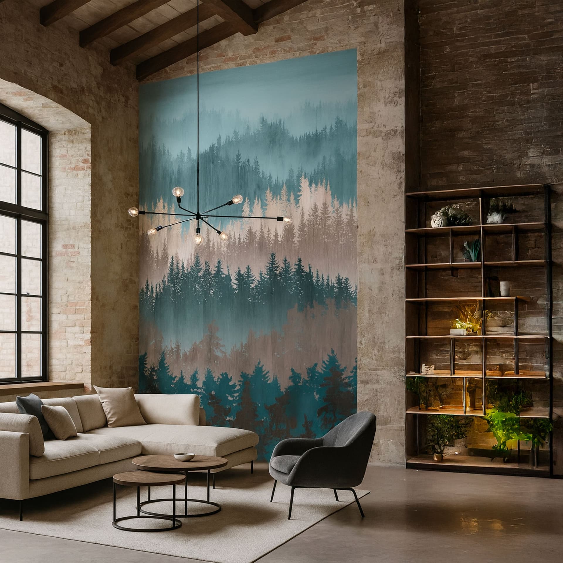 Pannello FOREST GREEN 159x280cm di Carta da Parati TNT VINILICO a modulo raccordabile continuativo (3 teli/rotoli) - 3
