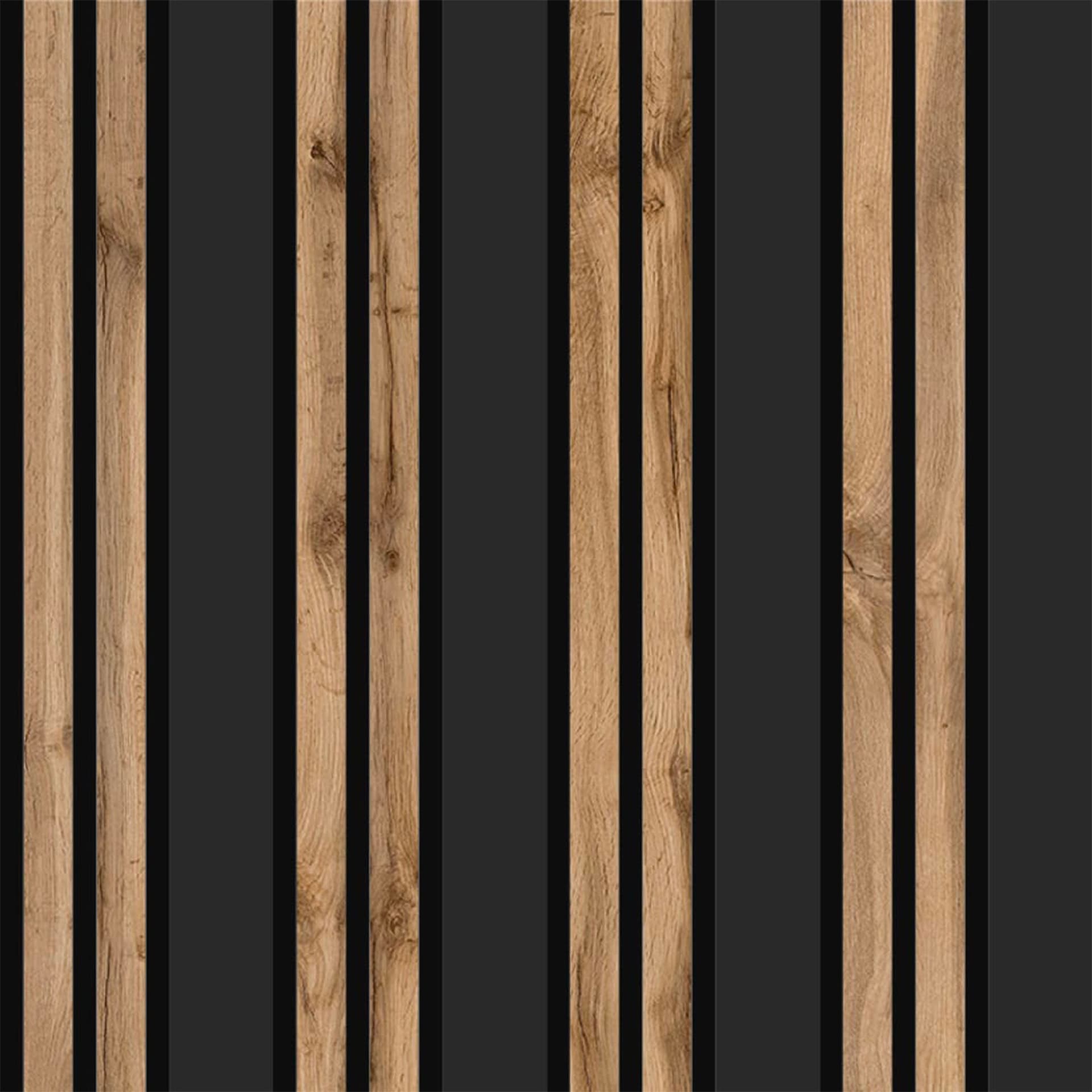 Pannello ACUSTICO arrotolabile (1,66mq) a Lamelli in Fibra di legno  mis. 9x600x2780mm BLACK + NOCE - 3
