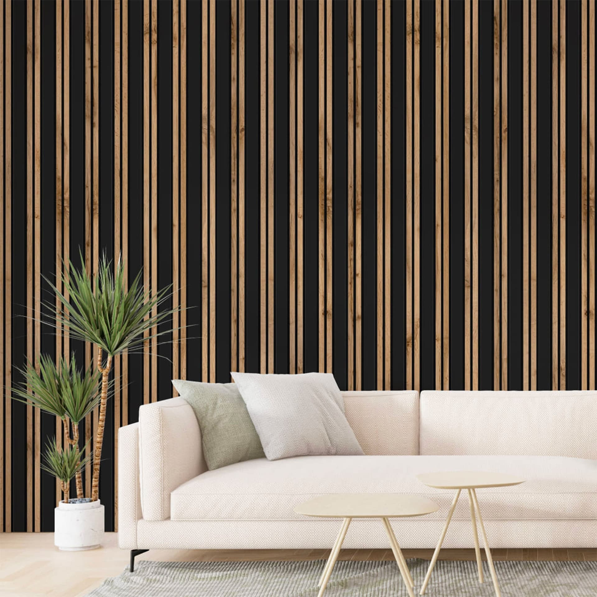 Pannello ACUSTICO arrotolabile (1,66mq) a Lamelli in Fibra di legno  mis. 9x600x2780mm BLACK + NOCE - 5