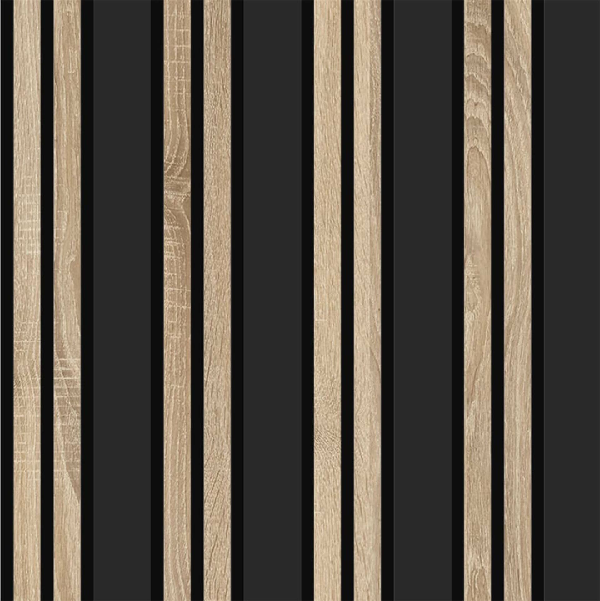 Pannello ACUSTICO arrotolabile (1,66mq) a Lamelli in Fibra di legno  mis. 9x600x2780mm BLACK + NATURALE - 2