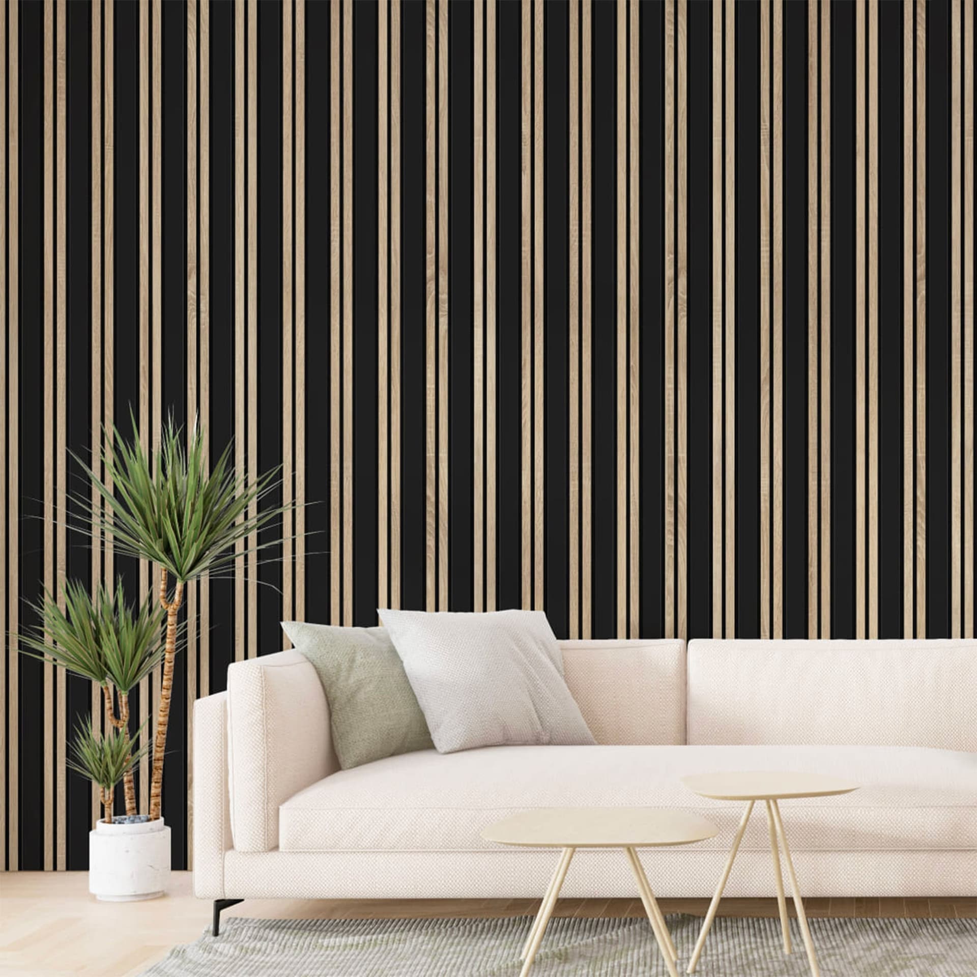 Pannello ACUSTICO arrotolabile (1,66mq) a Lamelli in Fibra di legno  mis. 9x600x2780mm BLACK + NATURALE - 4