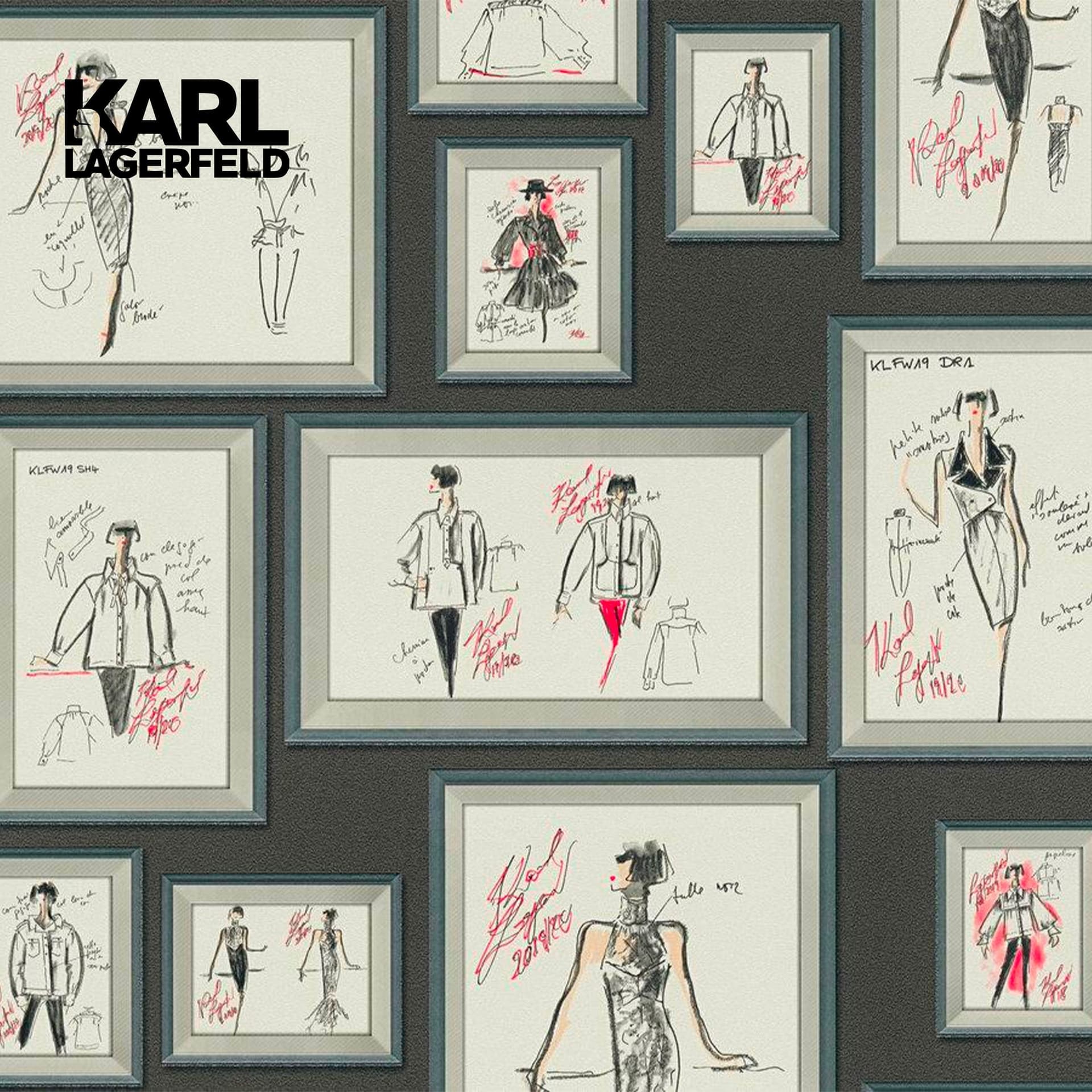 5,32mq Rotolo Carta da Parati griffata KARL LAGERFELD in TNT a rilievo multigloss PREMIUM 10,05x0,53mt cod. 37846