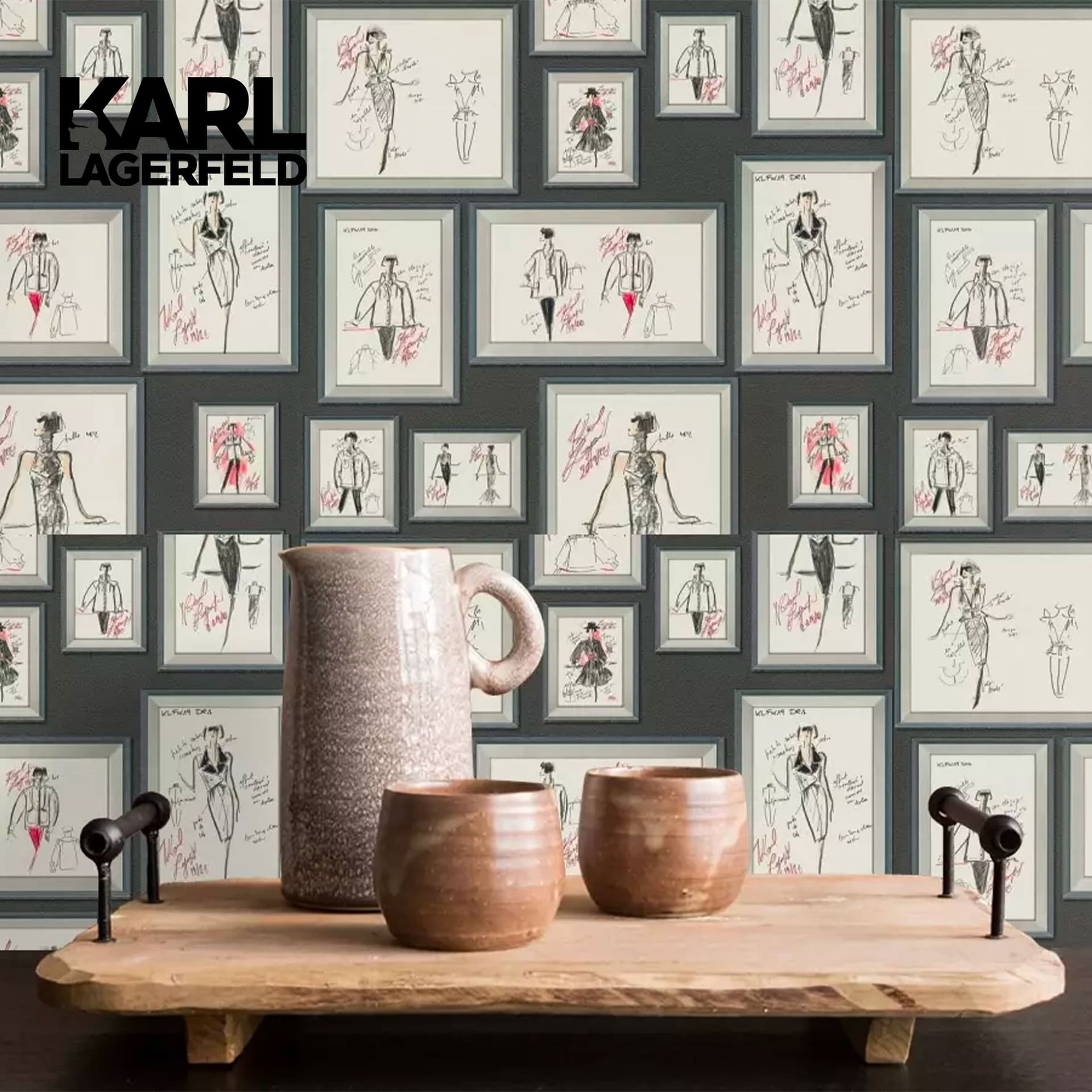 5,32mq Rotolo Carta da Parati griffata KARL LAGERFELD in TNT a rilievo multigloss PREMIUM 10,05x0,53mt cod. 37846 - 2