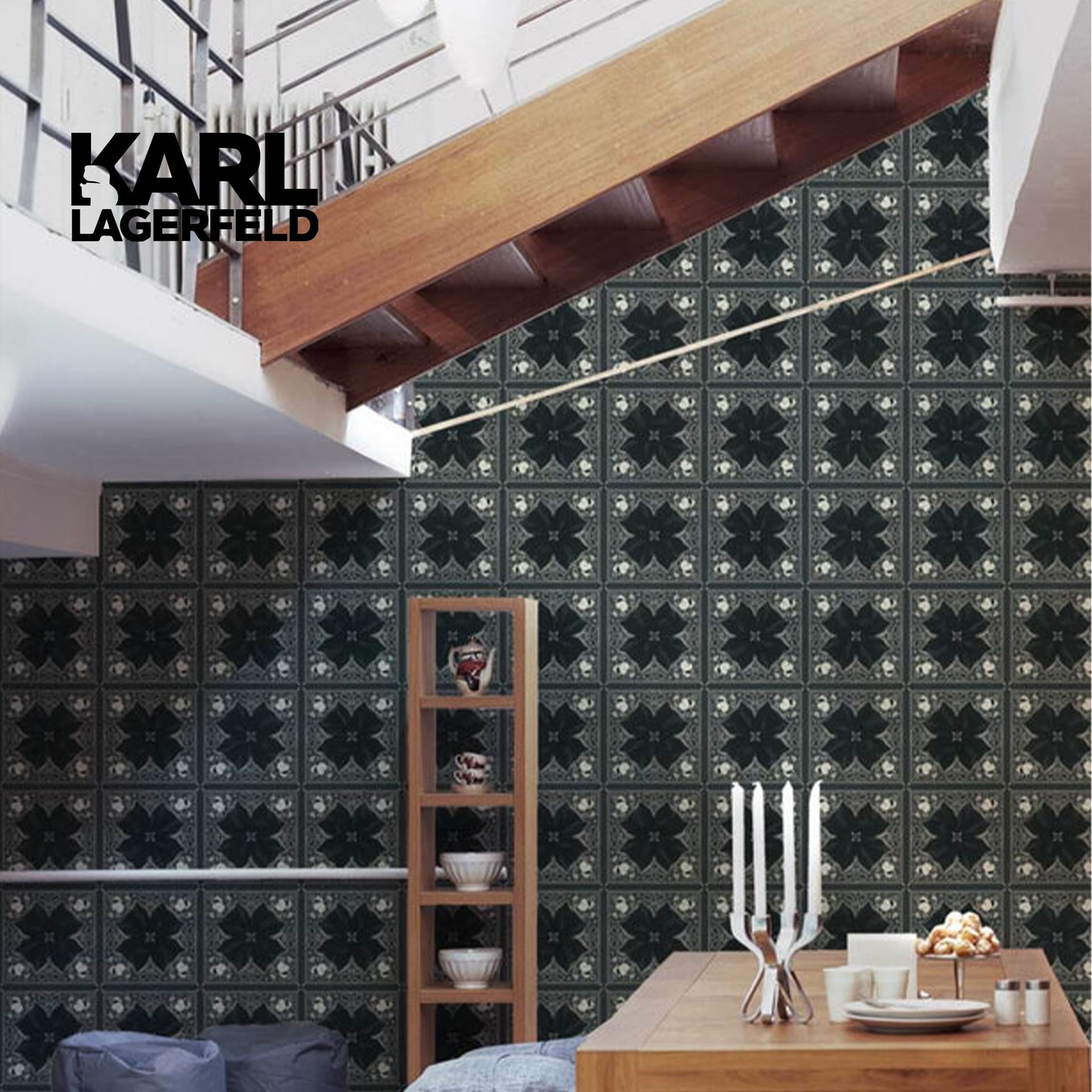 5,32mq Rotolo Carta da Parati griffata KARL LAGERFELD in TNT a rilievo multigloss PREMIUM 10,05x0,53mt cod. 37845-2 - 11