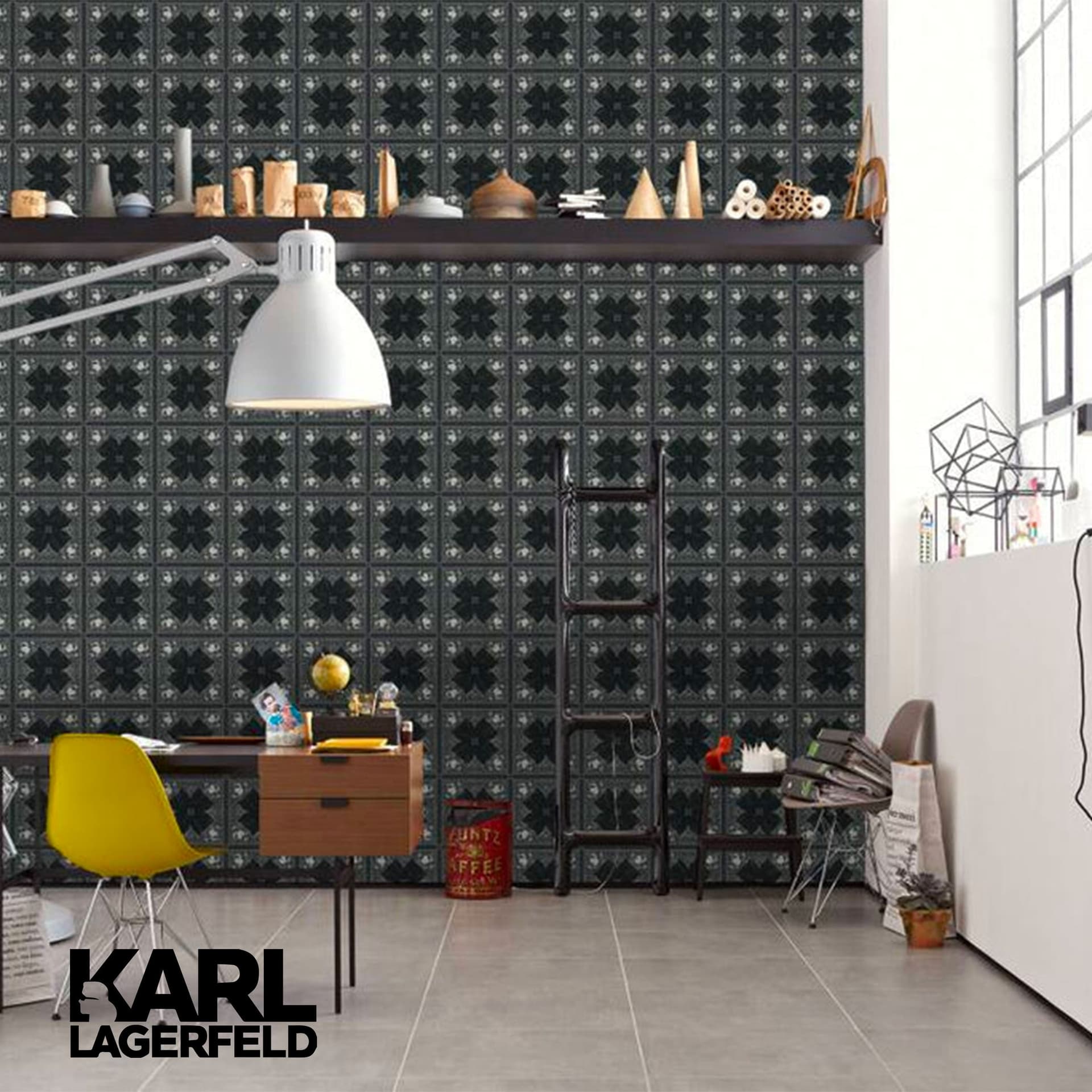 5,32mq Rotolo Carta da Parati griffata KARL LAGERFELD in TNT a rilievo multigloss PREMIUM 10,05x0,53mt cod. 37845-2 - 13
