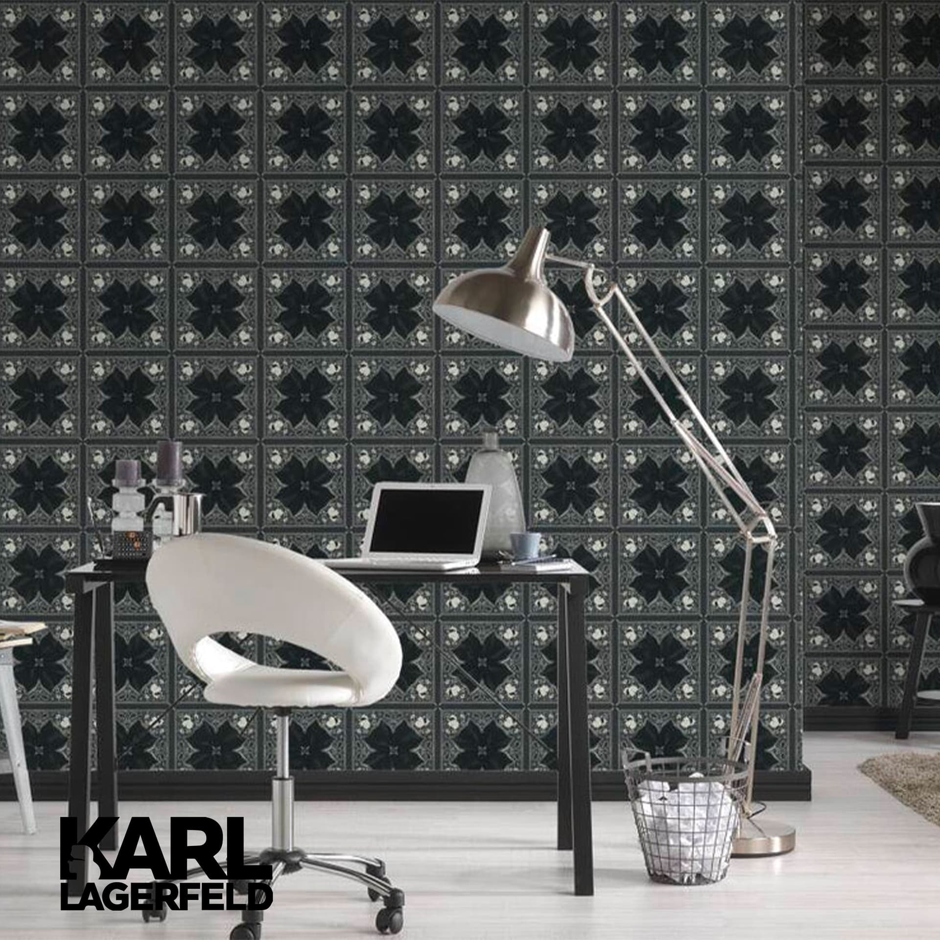 5,32mq Rotolo Carta da Parati griffata KARL LAGERFELD in TNT a rilievo multigloss PREMIUM 10,05x0,53mt cod. 37845-2 - 3