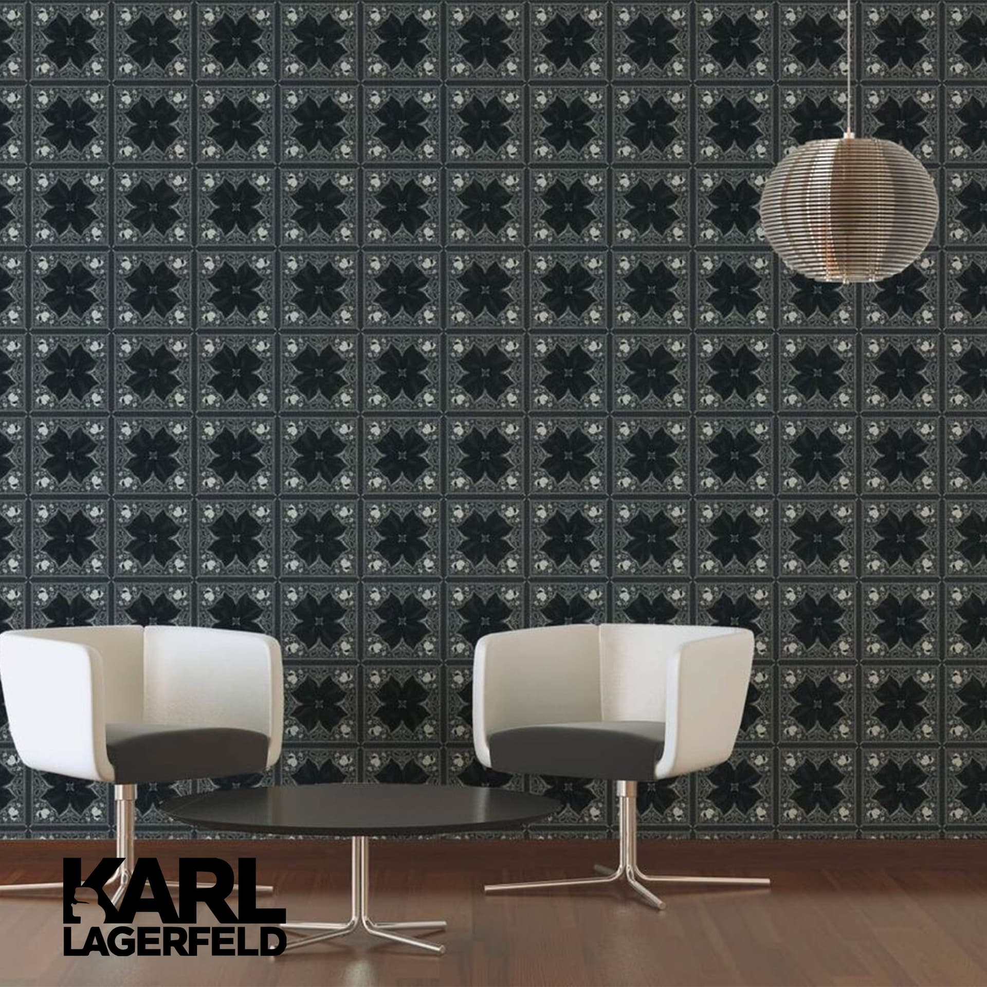 5,32mq Rotolo Carta da Parati griffata KARL LAGERFELD in TNT a rilievo multigloss PREMIUM 10,05x0,53mt cod. 37845-2 - 4