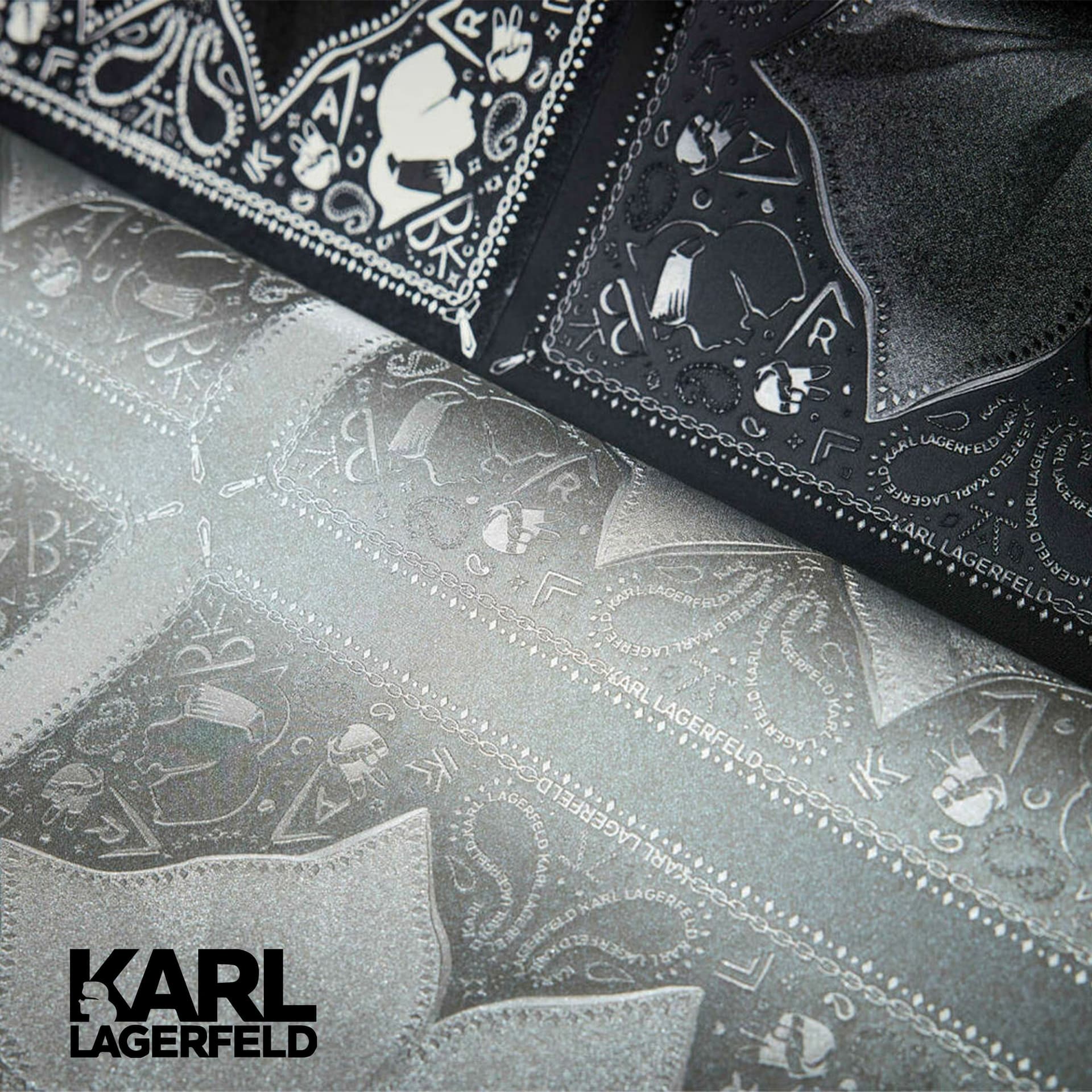 5,32mq Rotolo Carta da Parati griffata KARL LAGERFELD in TNT a rilievo multigloss PREMIUM 10,05x0,53mt cod. 37845-2 - 9