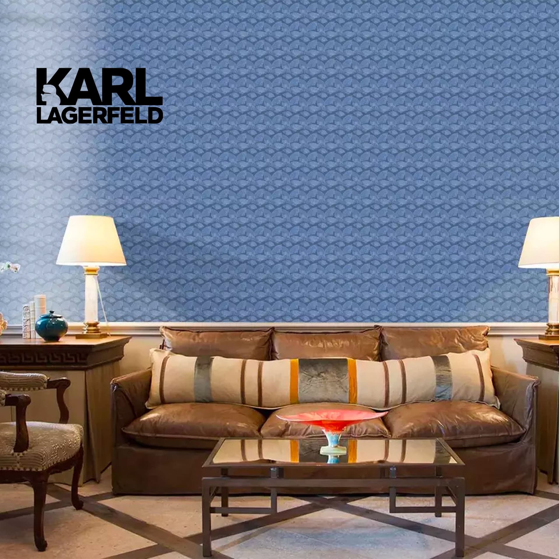 5,32mq Rotolo Carta da Parati griffata KARL LAGERFELD in TNT a rilievo multigloss PREMIUM 10,05x0,53mt cod. 37847-4 - 2