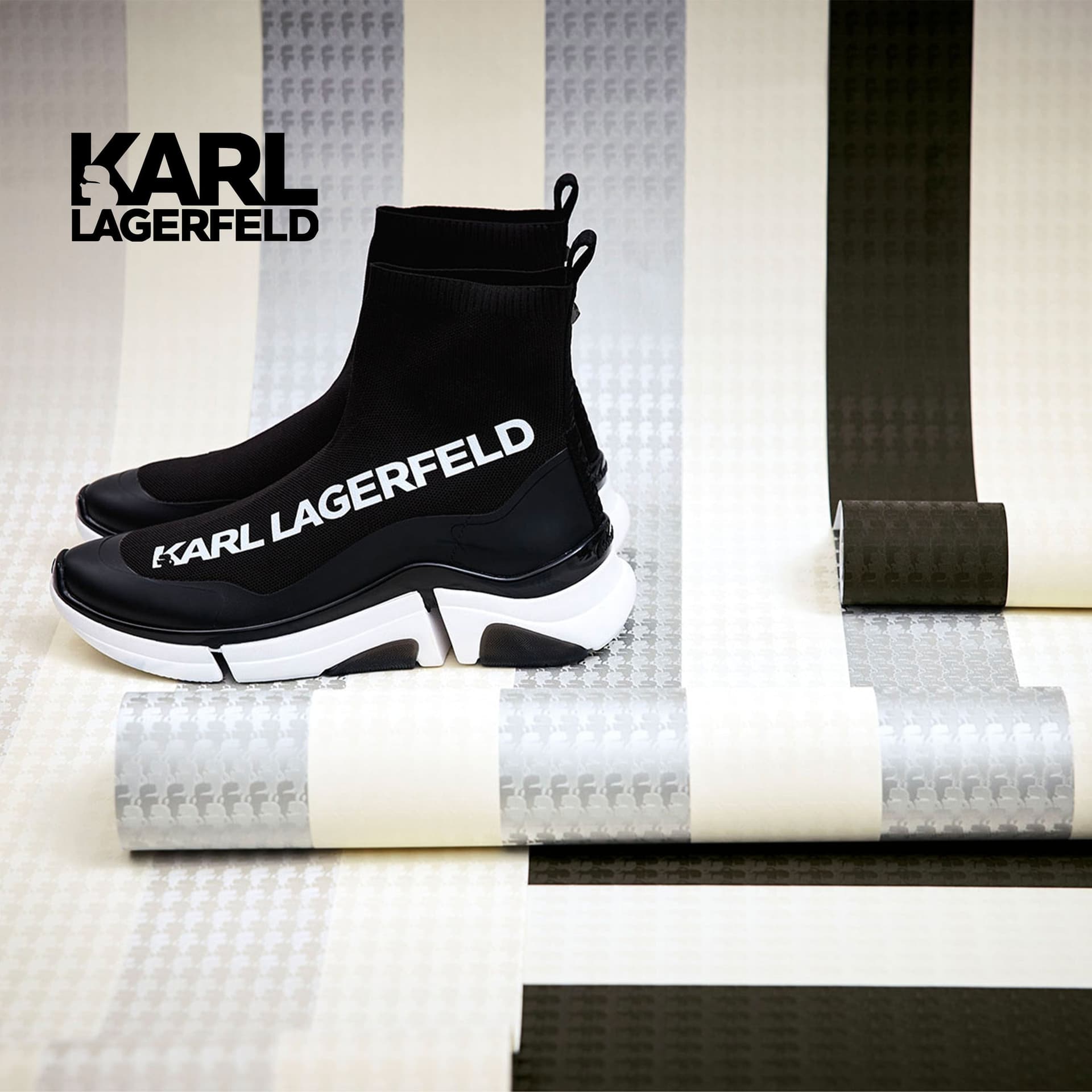 5,32mq Rotolo Carta da Parati griffata KARL LAGERFELD in TNT a rilievo multigloss PREMIUM 10,05x0,53mt cod. 37849-2 - 2