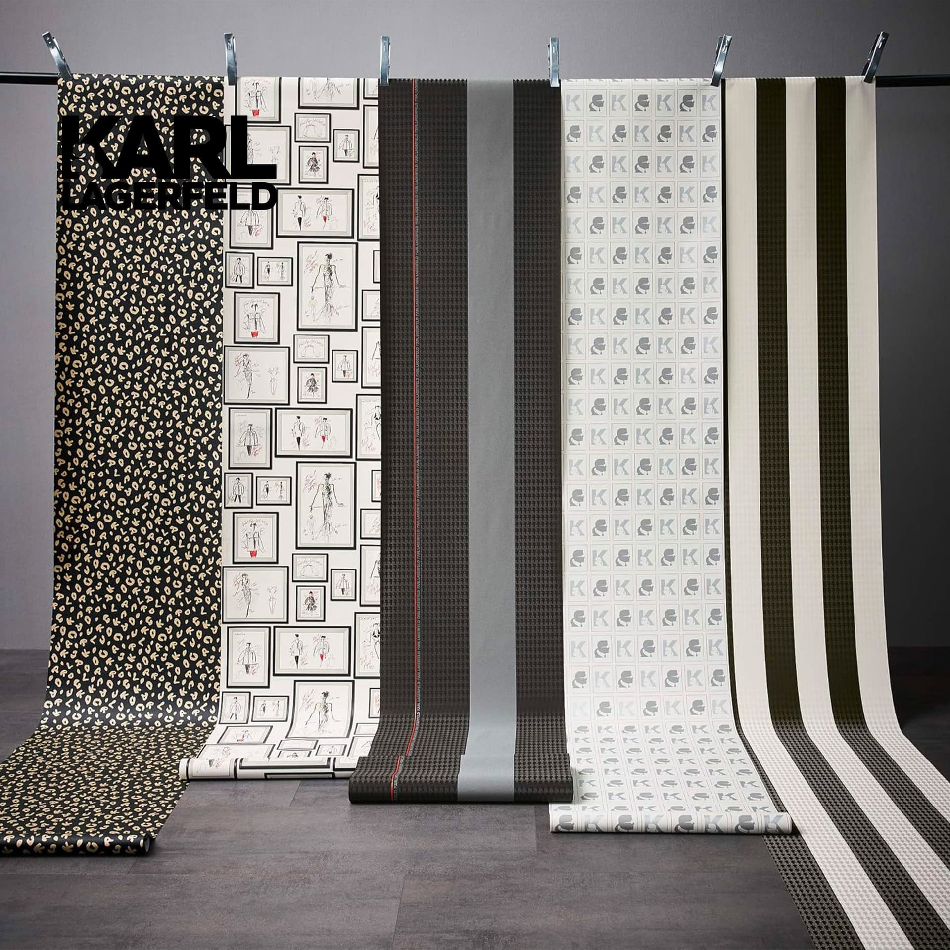 5,32mq Rotolo Carta da Parati griffata KARL LAGERFELD in TNT a rilievo multigloss PREMIUM 10,05x0,53mt cod. 37849-2 - 9
