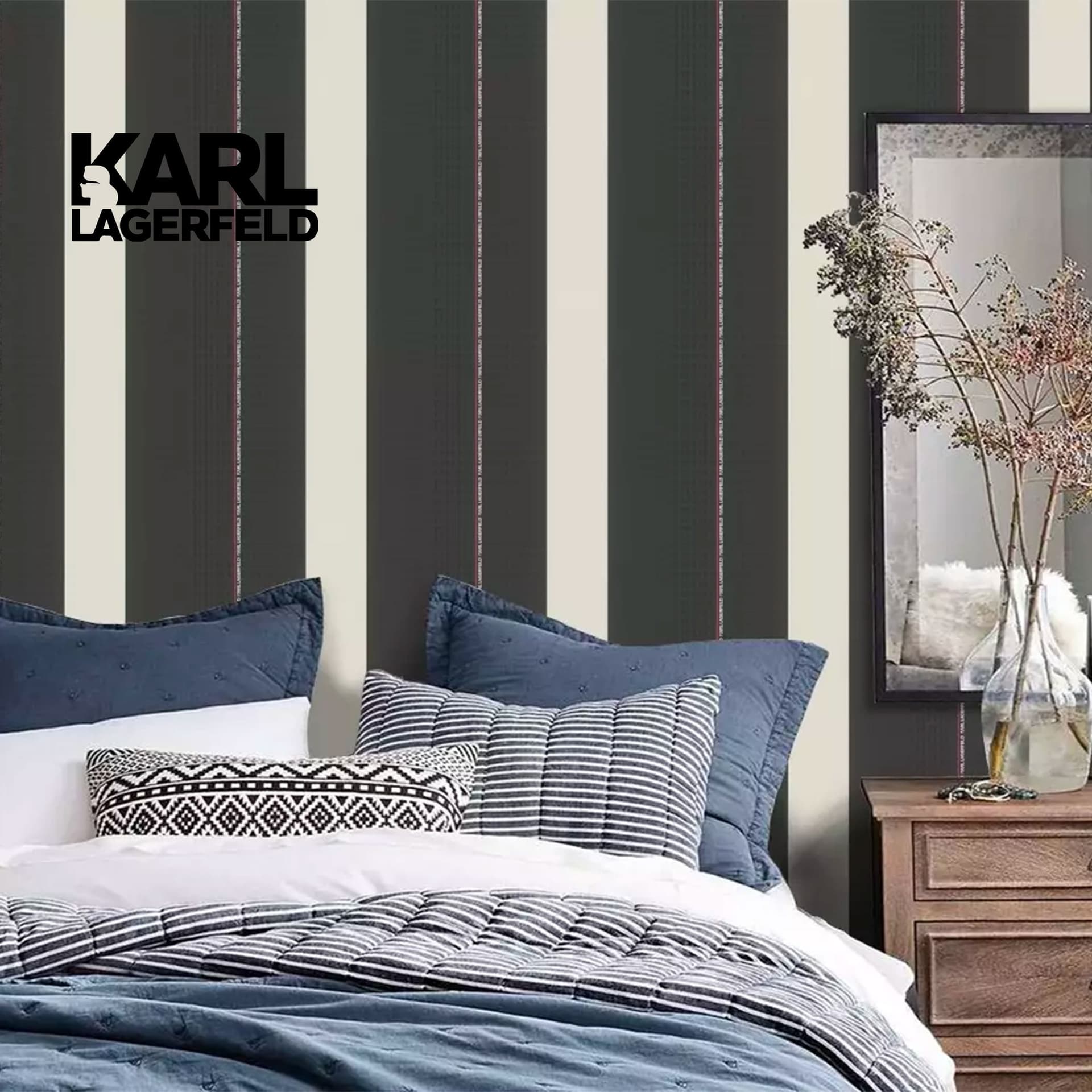 5,32mq Rotolo Carta da Parati griffata KARL LAGERFELD in TNT a rilievo multigloss PREMIUM 10,05x0,53mt cod. 37848-2 - 2