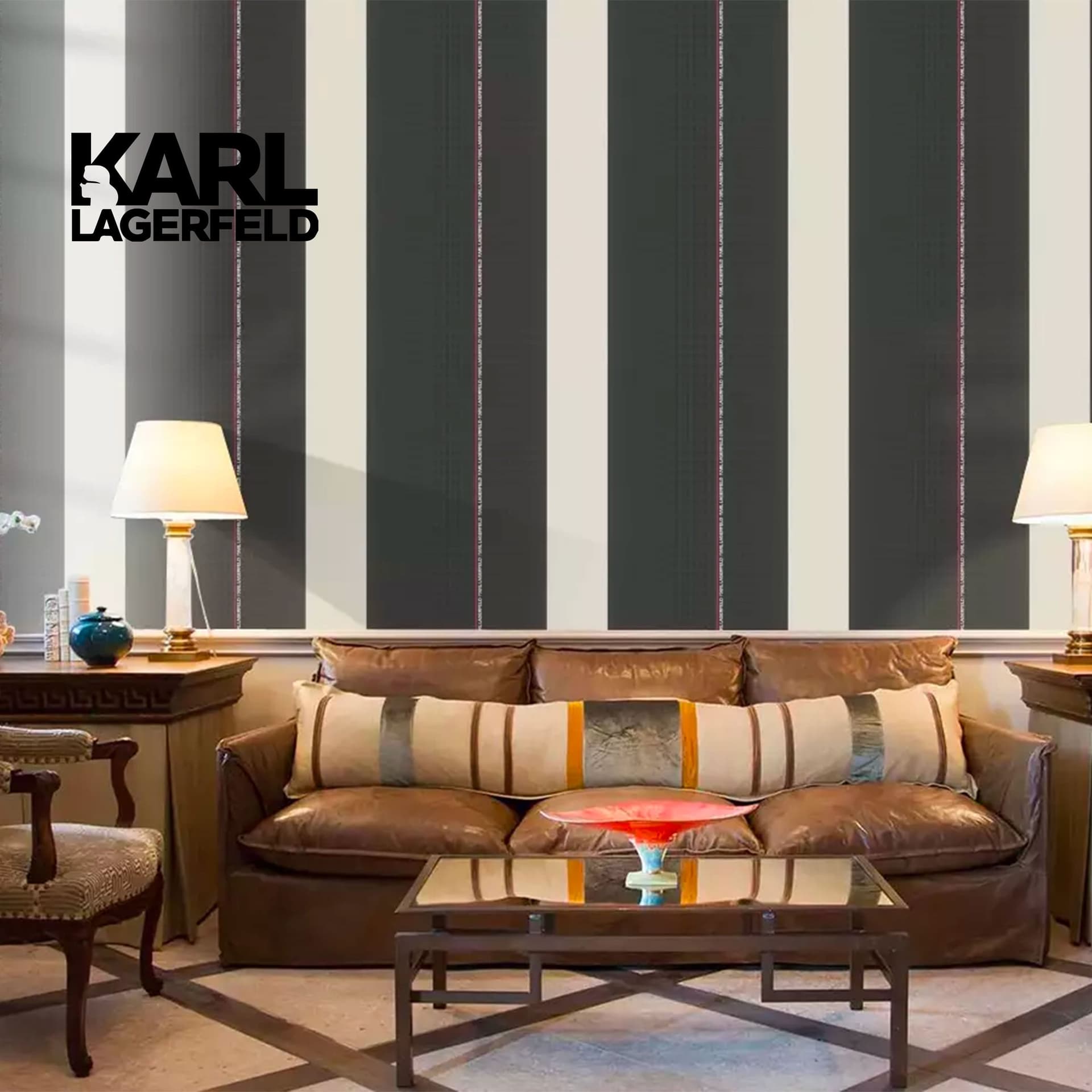5,32mq Rotolo Carta da Parati griffata KARL LAGERFELD in TNT a rilievo multigloss PREMIUM 10,05x0,53mt cod. 37848-2 - 6