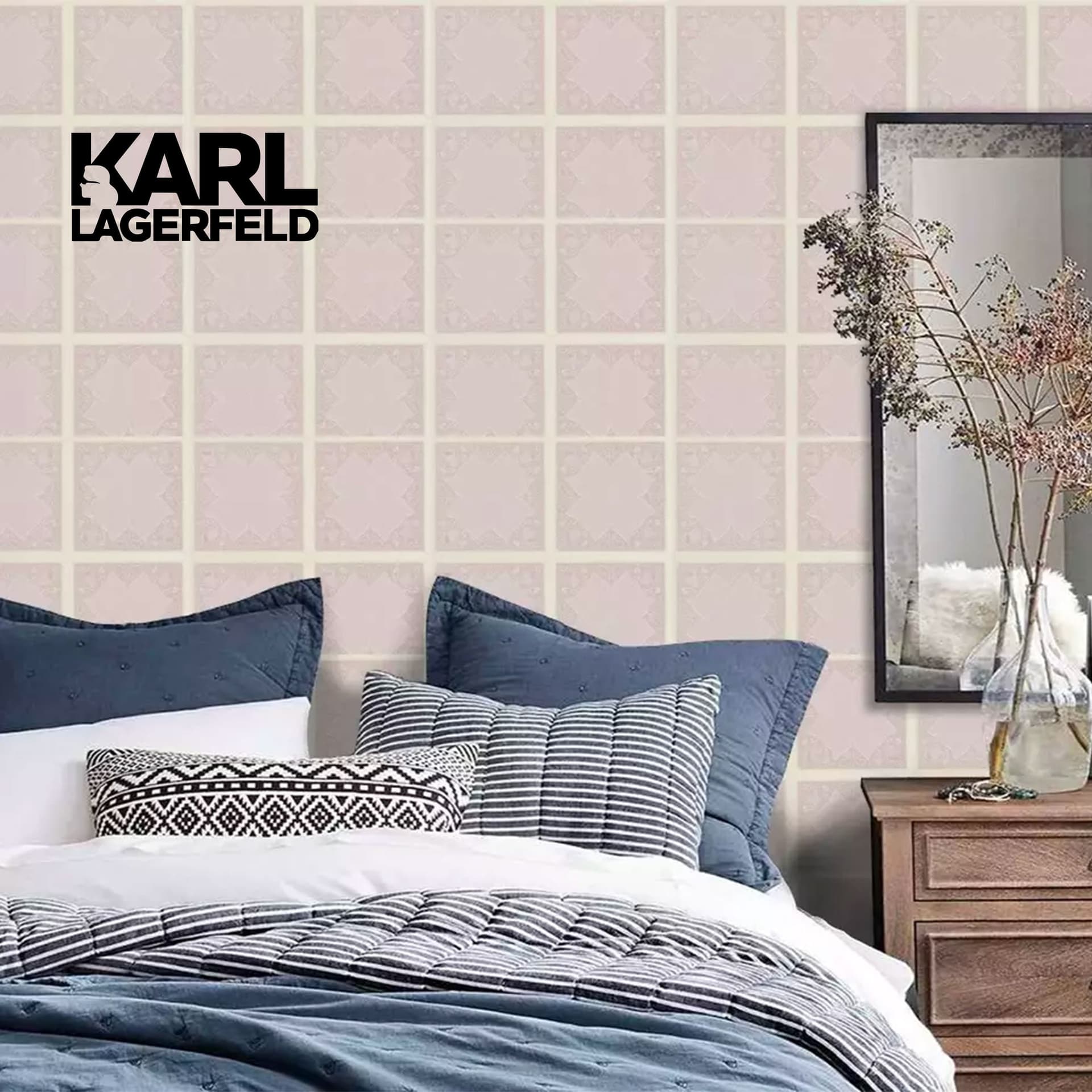 5,32mq Rotolo Carta da Parati griffata KARL LAGERFELD in TNT a rilievo multigloss PREMIUM 10,05x0,53mt cod. 37845-4 - 2