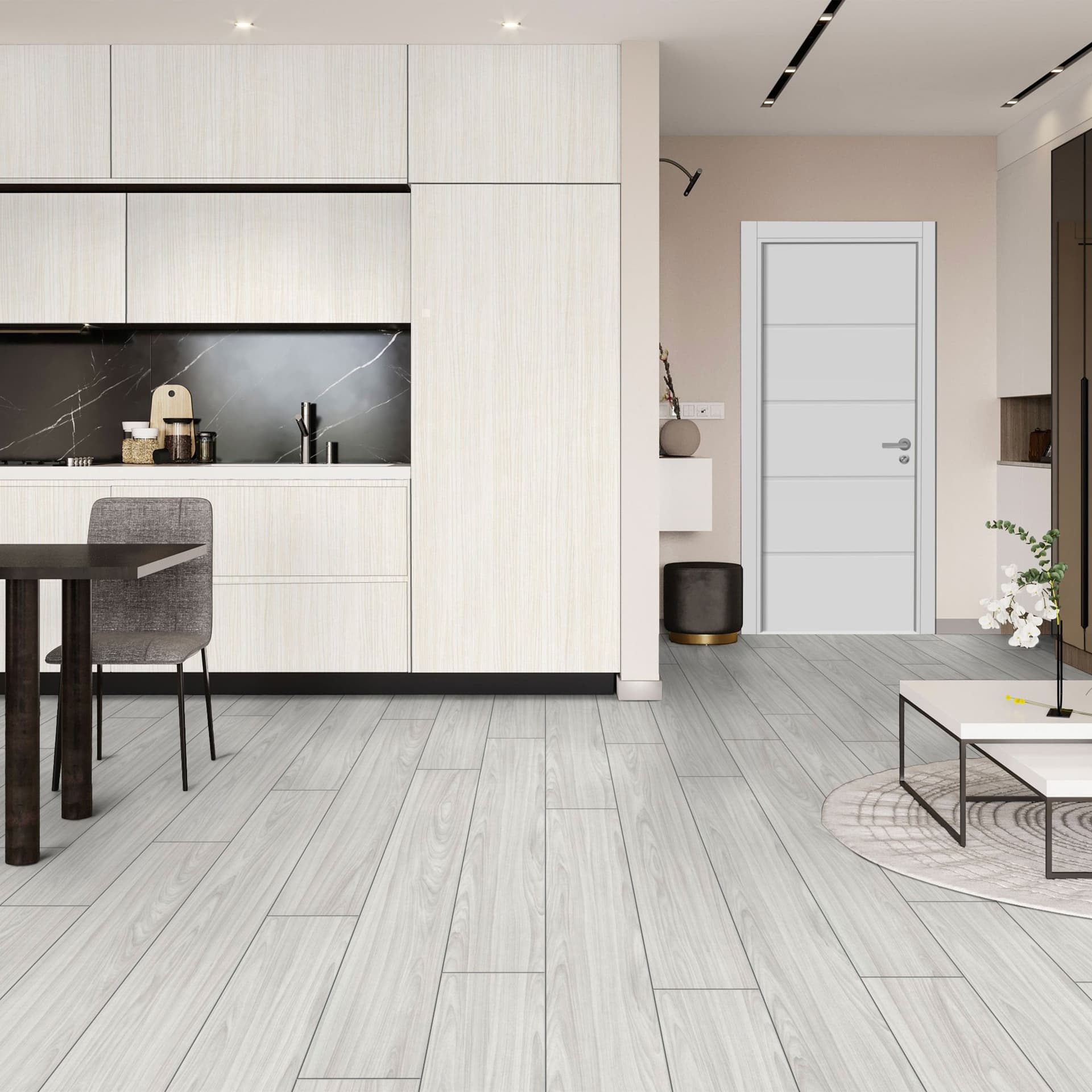Pavimento in laminato 8mm Click Spazzolato  bisellato NOCE GRIGIO 197x1205 - 10 anni garanzia (prezzo al m²) - 4
