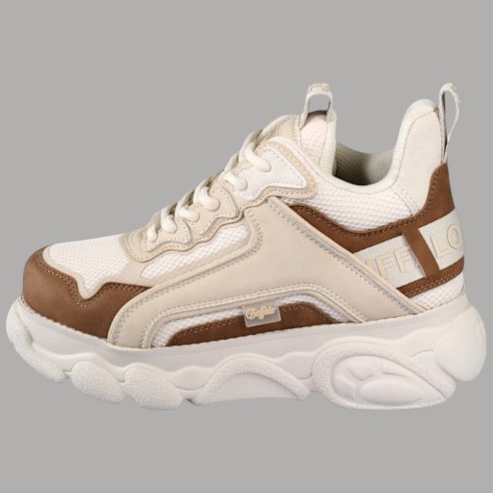Buffalo Sneakers Vegan CLD CHAI Donna Alte Plateau 5cm Soletta Rimovibile Beige - 7